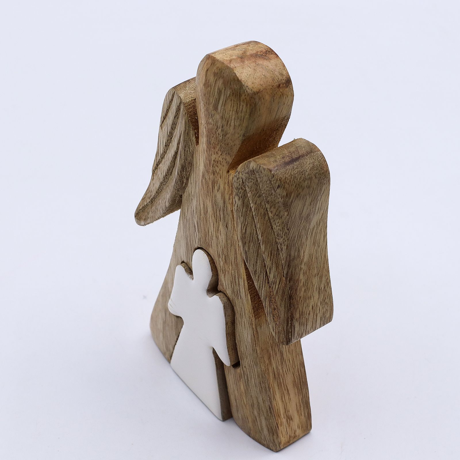 Ángel de Madera de Mango dentro de Ángel - Esmalte Blanco - 15 cm - Imagen 4