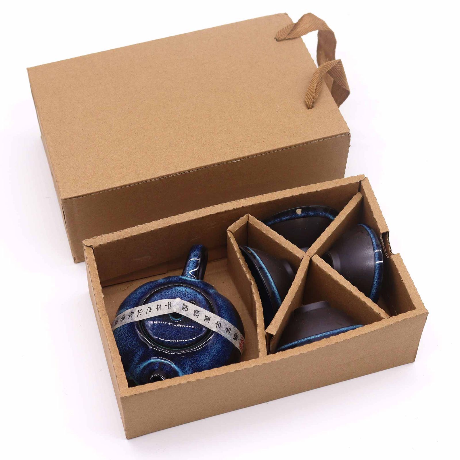 Set de Tetera - Tonos azules - Tetera & Cuatro Tazas - Imagen 4