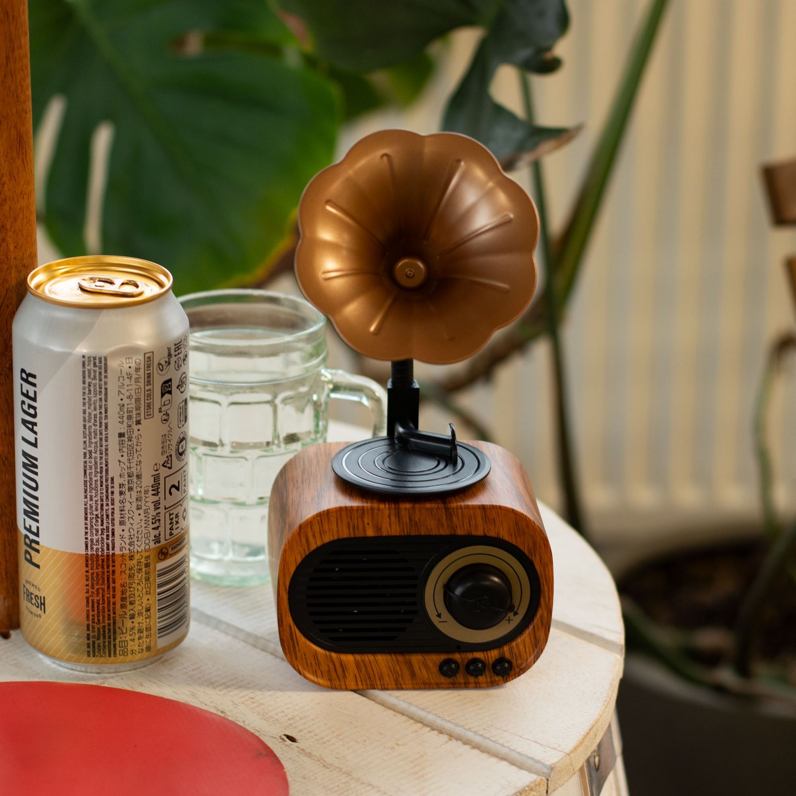 Altavoz mini gramófono retro - Bluetooth y radio FM - 5 vatios x 1 - Imagen 4