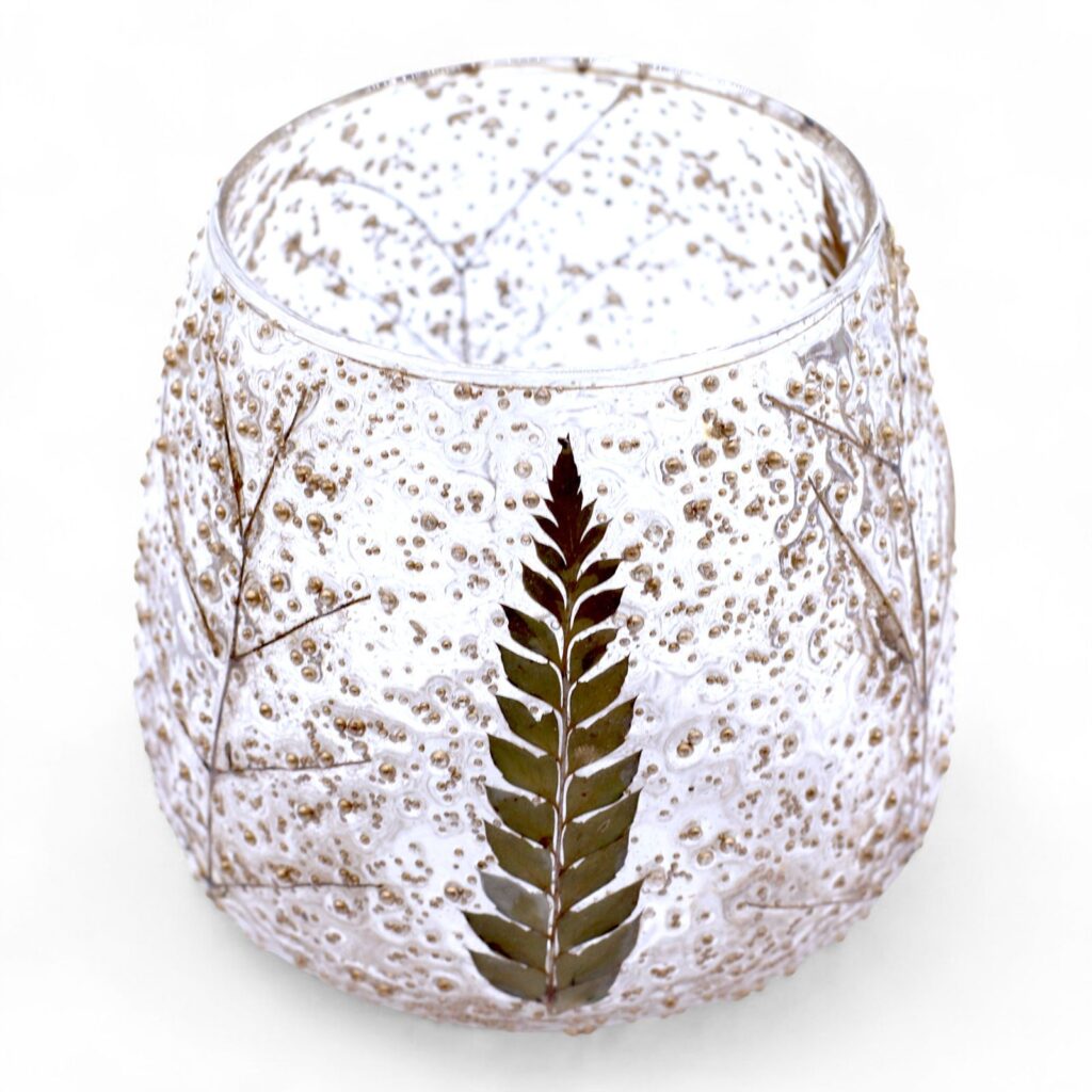 Portavelas recto de Vidrio floral natural - Pino (10x9cm)