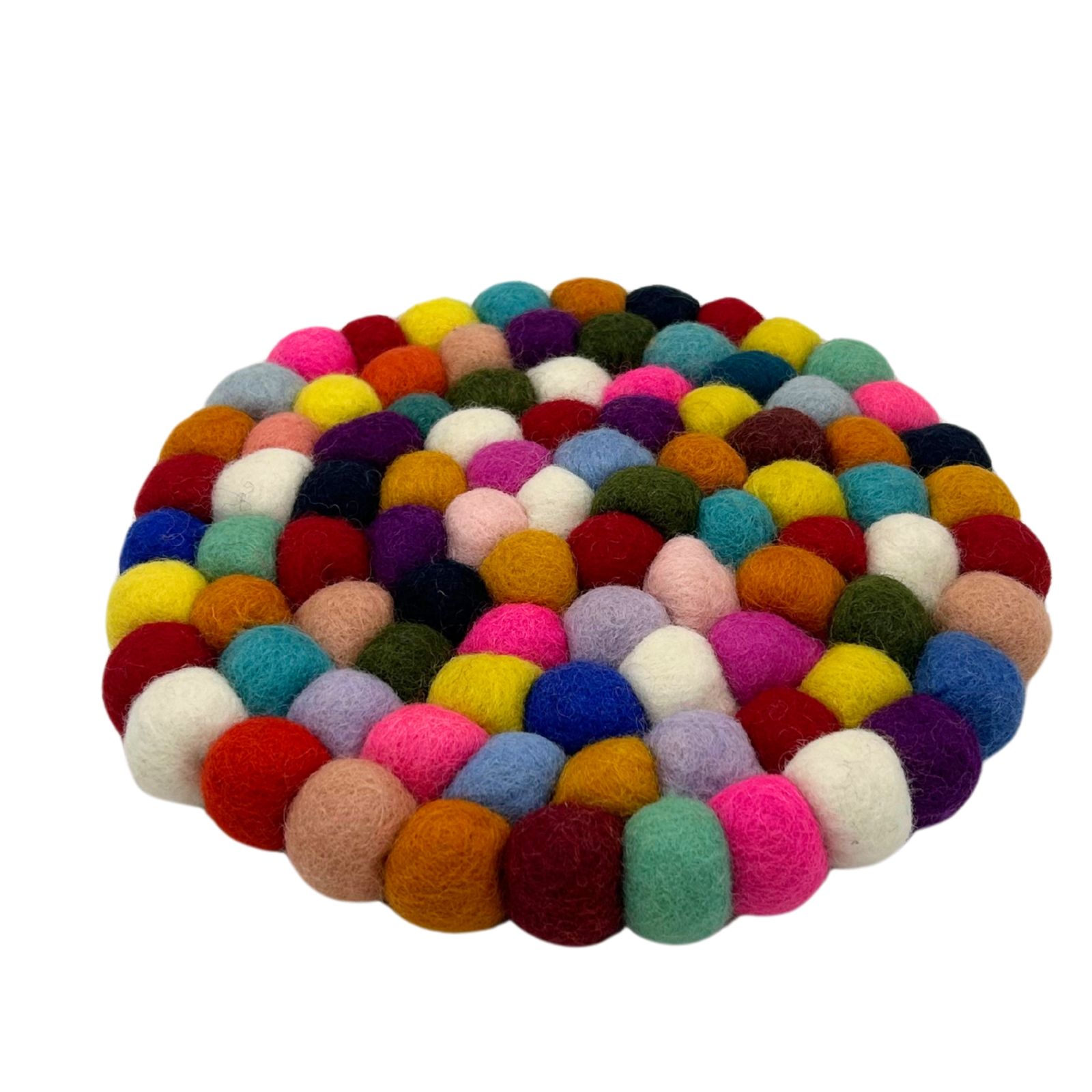 Mantel individual redondo de bolas de fieltro - 20 cm multicolor - Imagen 3