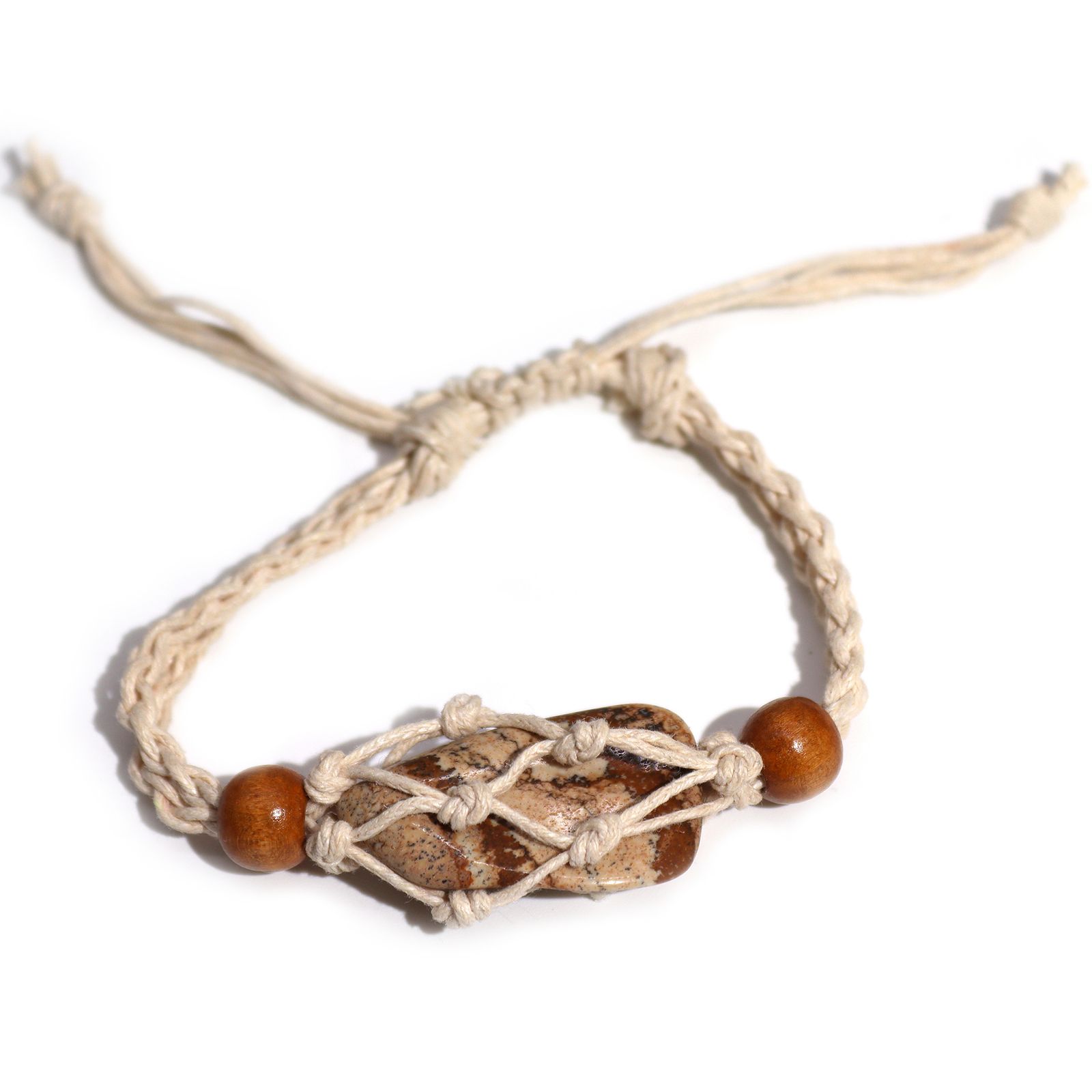 Pulsera de Macrame para Piedras Preciosas 20-28cm - Natural - Imagen 3