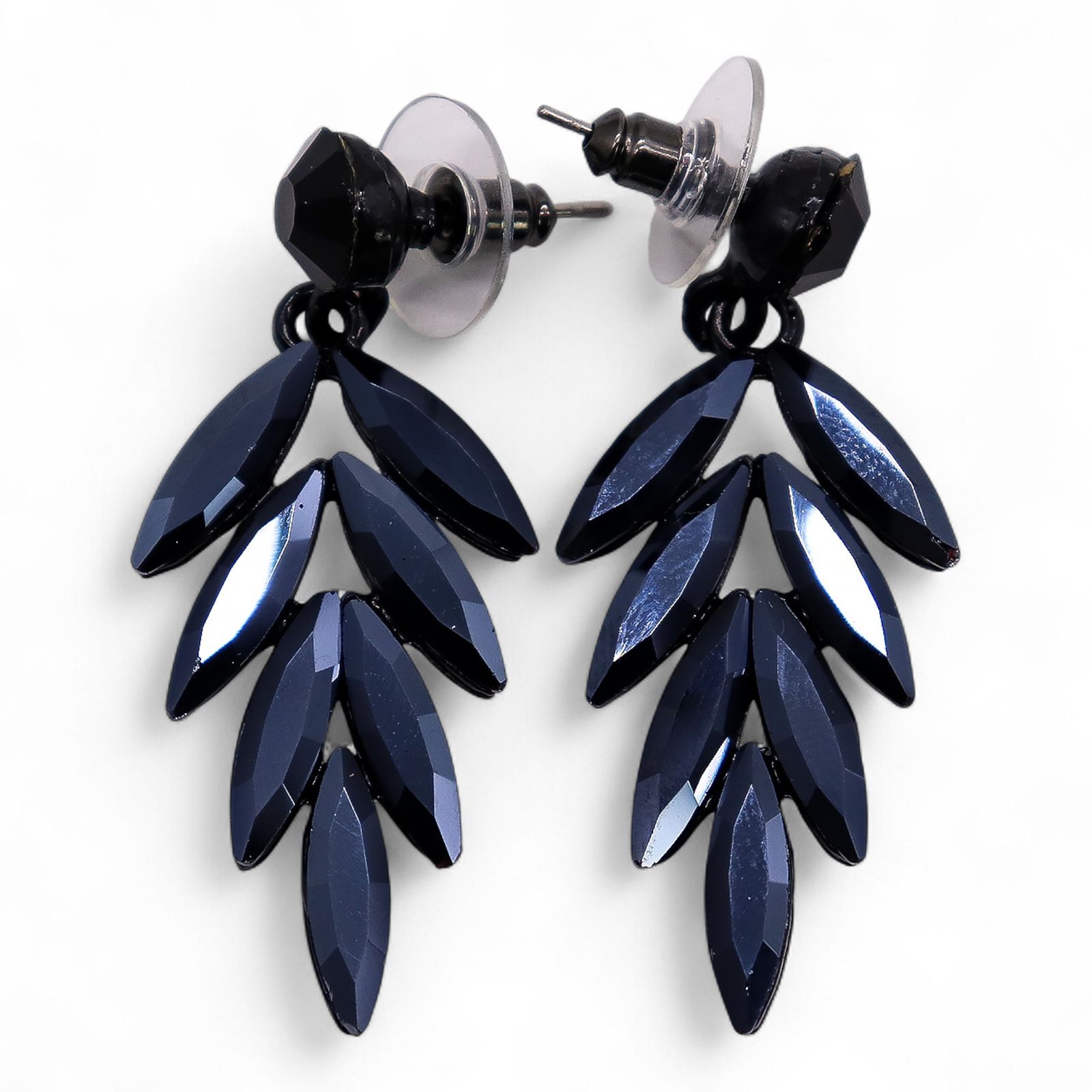 Pendientes de Cristal Vintage - Largo - Negro Azabache - Imagen 2