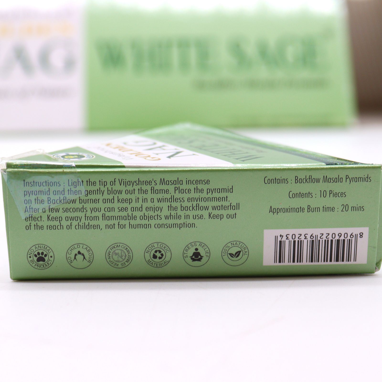 Conos de Incienso Jumbo Dorado Nag - Salvia Blanca Reflujo 42g - Imagen 3