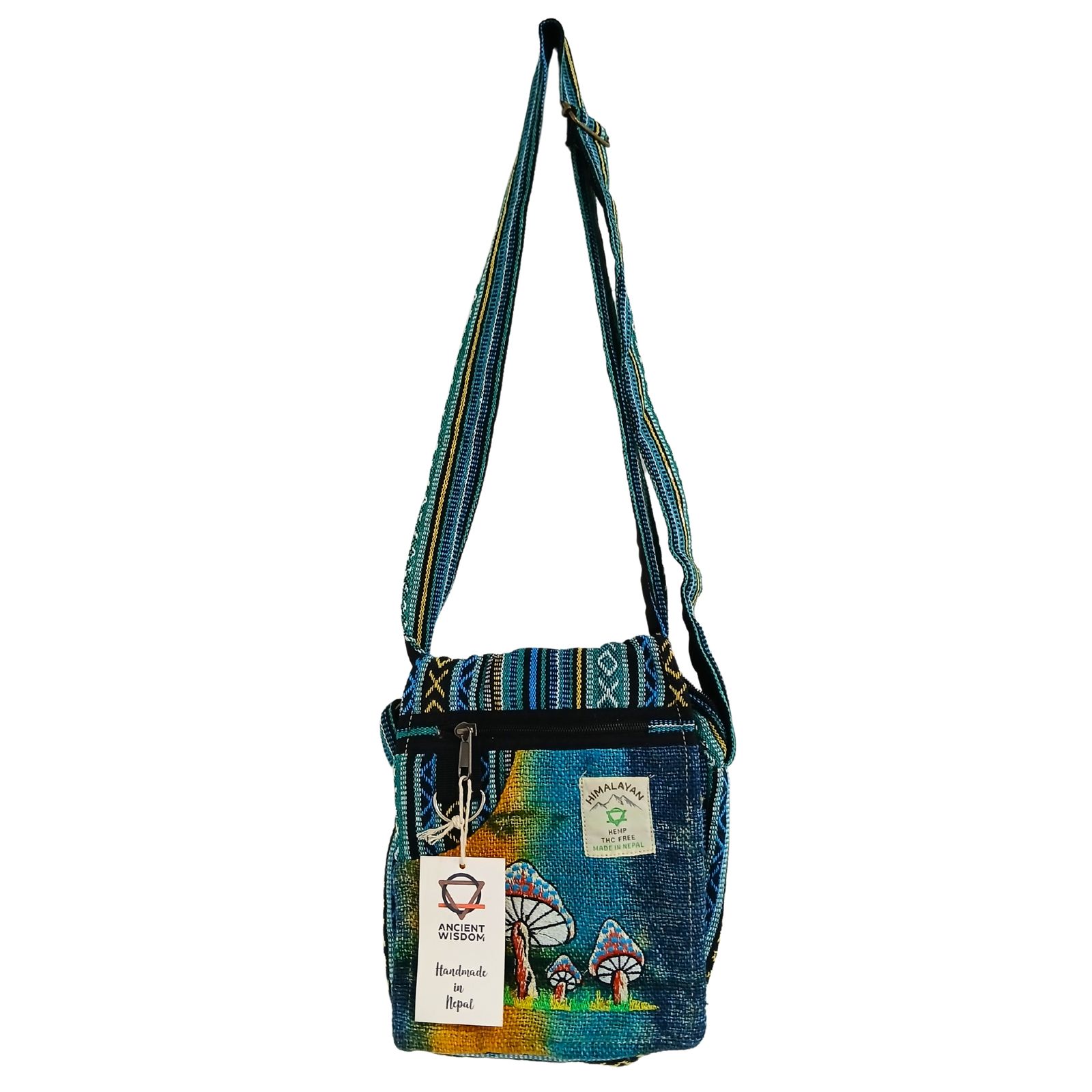 Bolso de Fiesta con Bordado de Cáñamo - Hongos Verdes - Imagen 2
