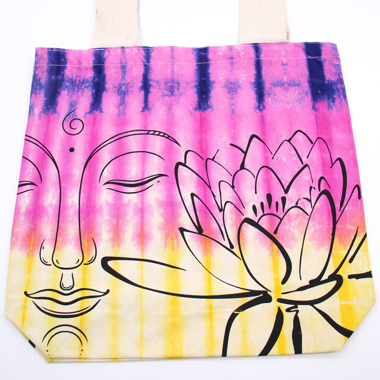 Bolsas de Algodón "Tie Dye" (170g) - 38x42x12cm - Lotus Buddha - Multi Color - Asa Natural - Imagen 3