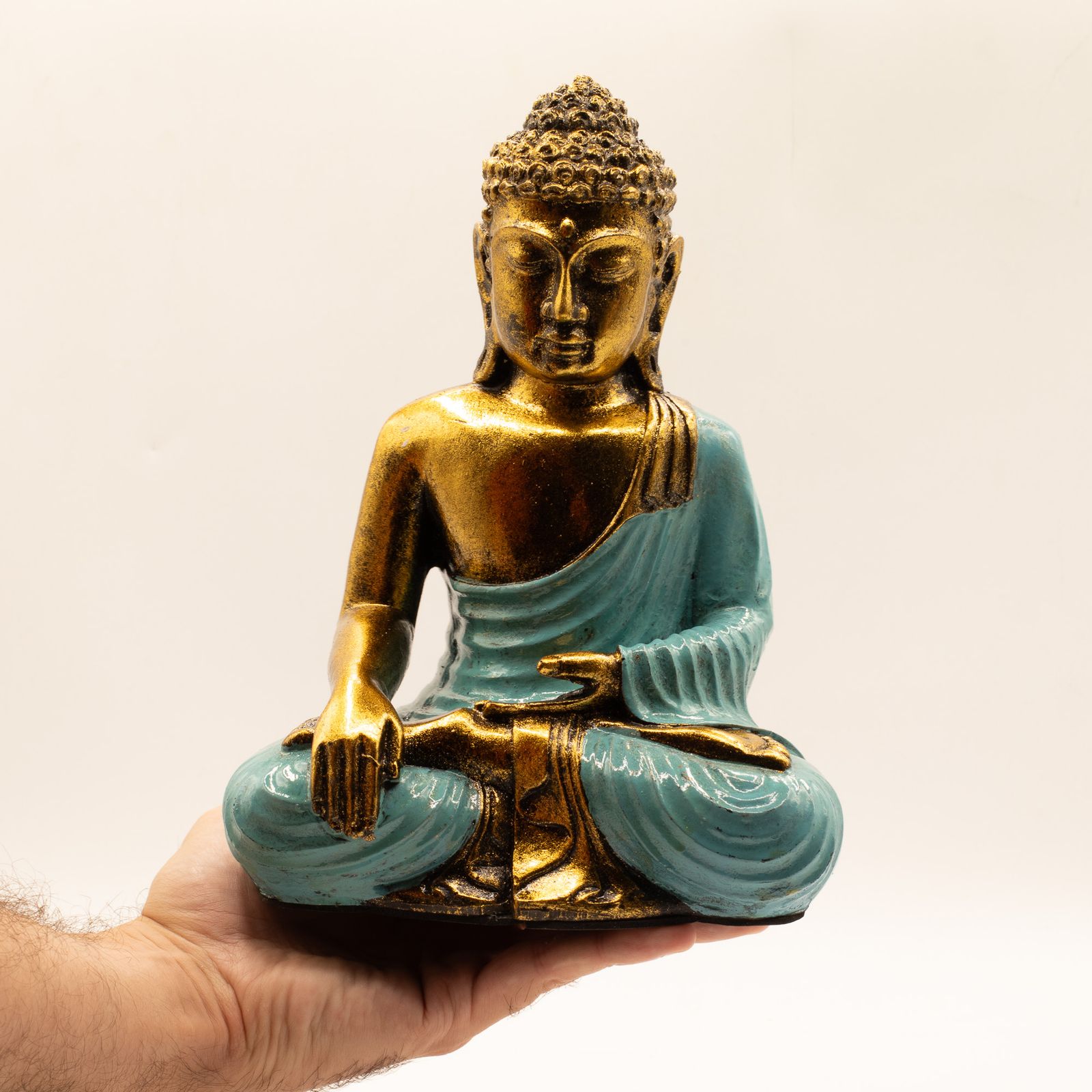 Verde Azulado y Dorado Buddha - Lrg - Imagen 3