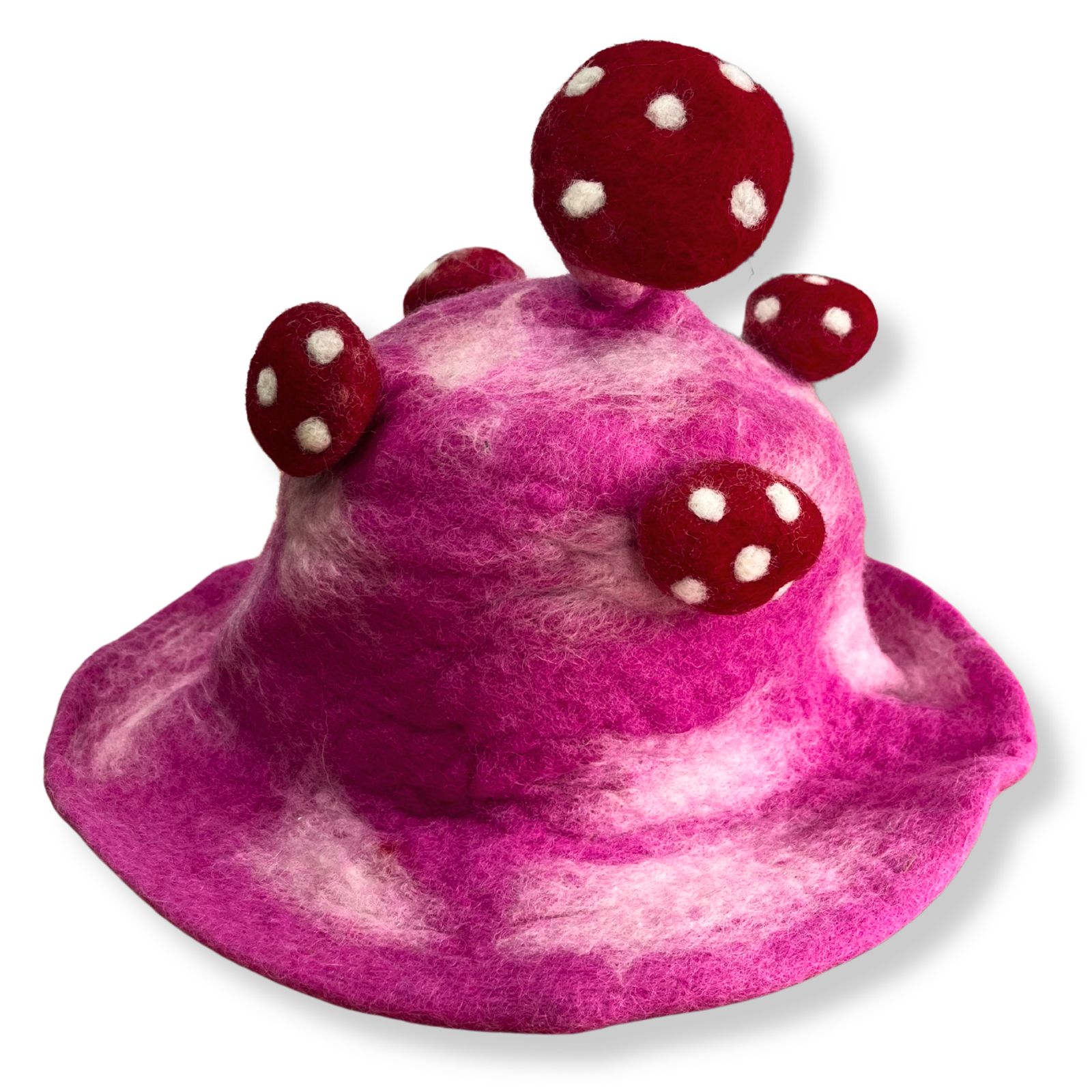 Sombrero de hongo de fieltro - Rosa impactante - Imagen 3