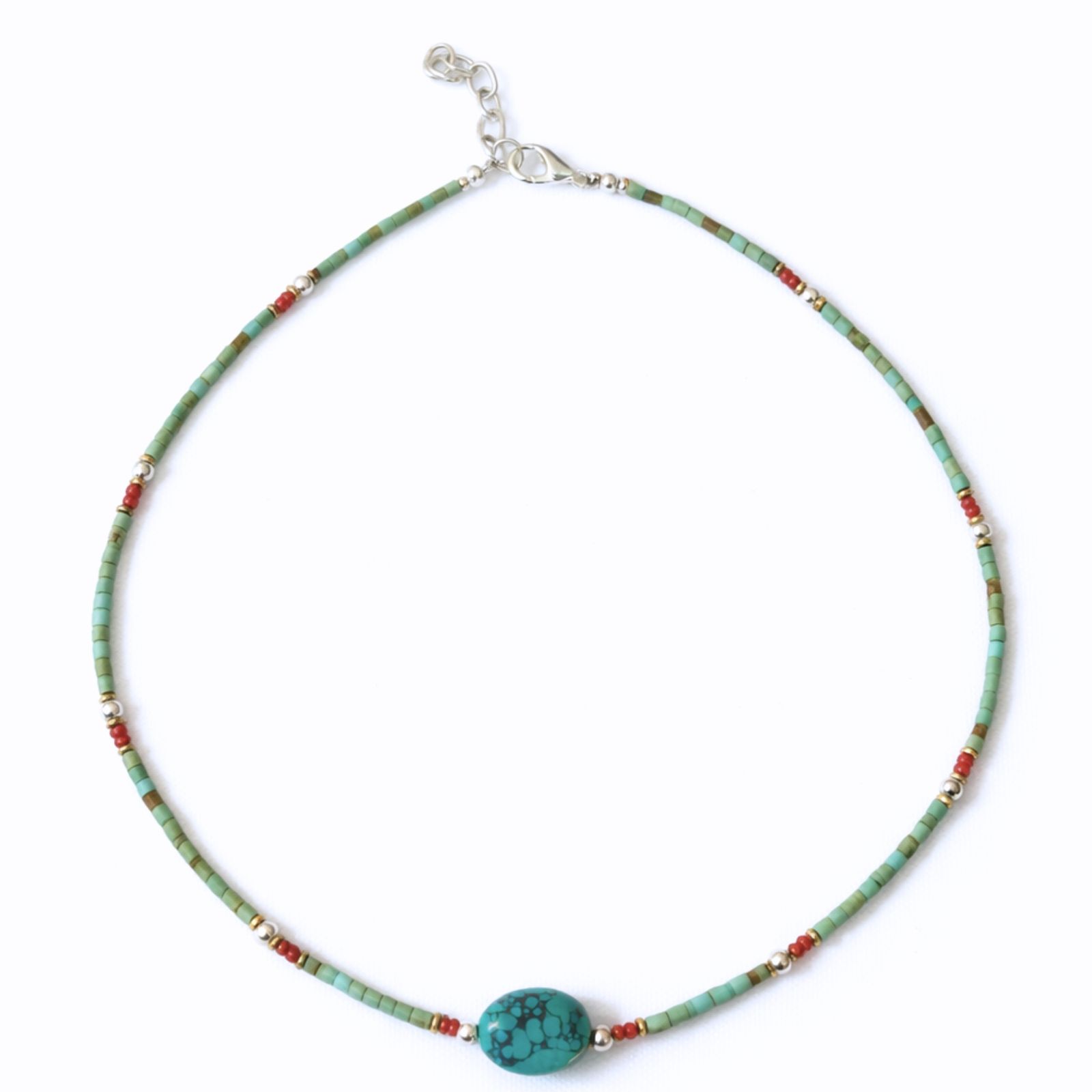 Collar nepalí de gemas extrafinas - Turquesa y piedra