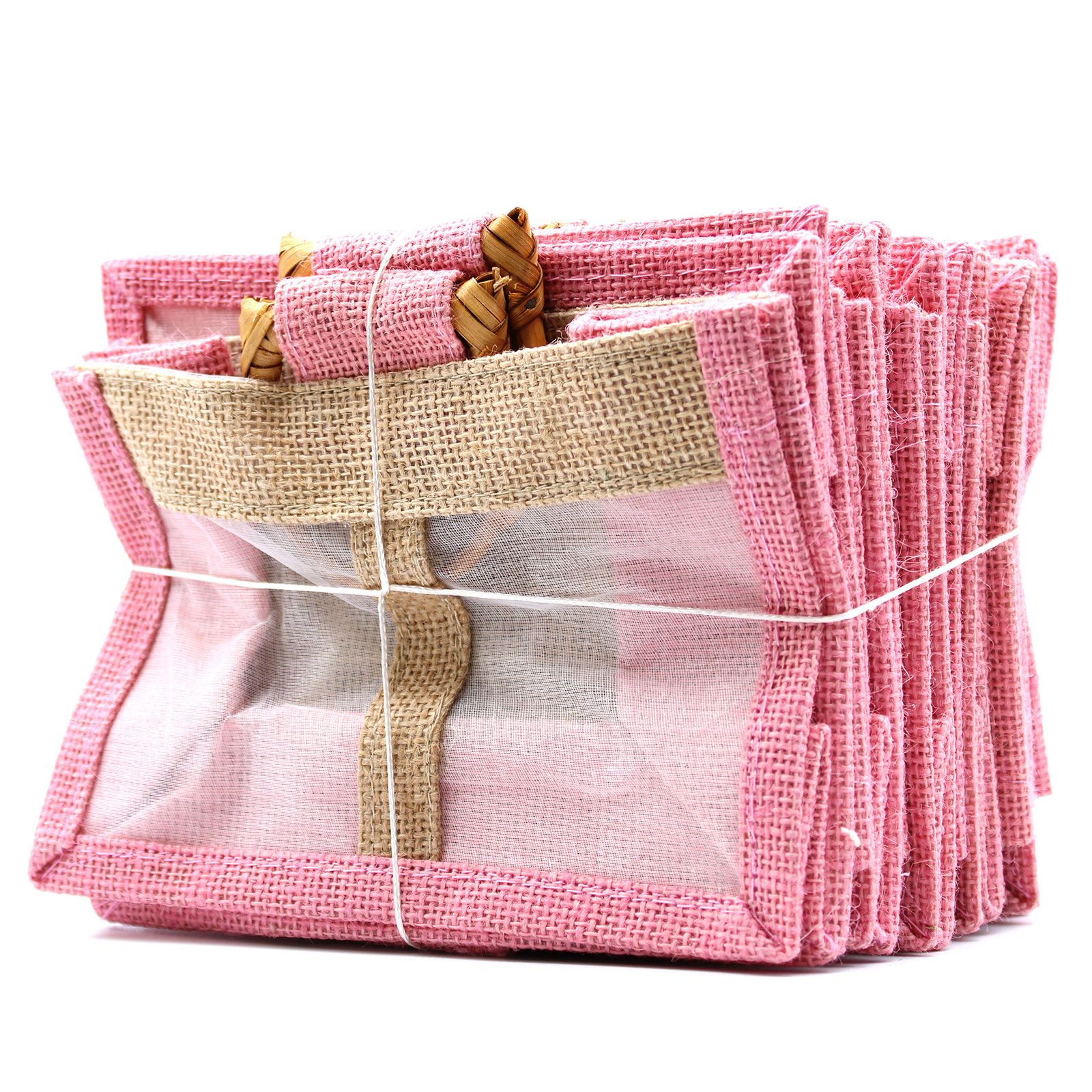 Bolsa de regalo de yute puro y algodón - 2 Ventanas en Rosa & Yute - Imagen 2