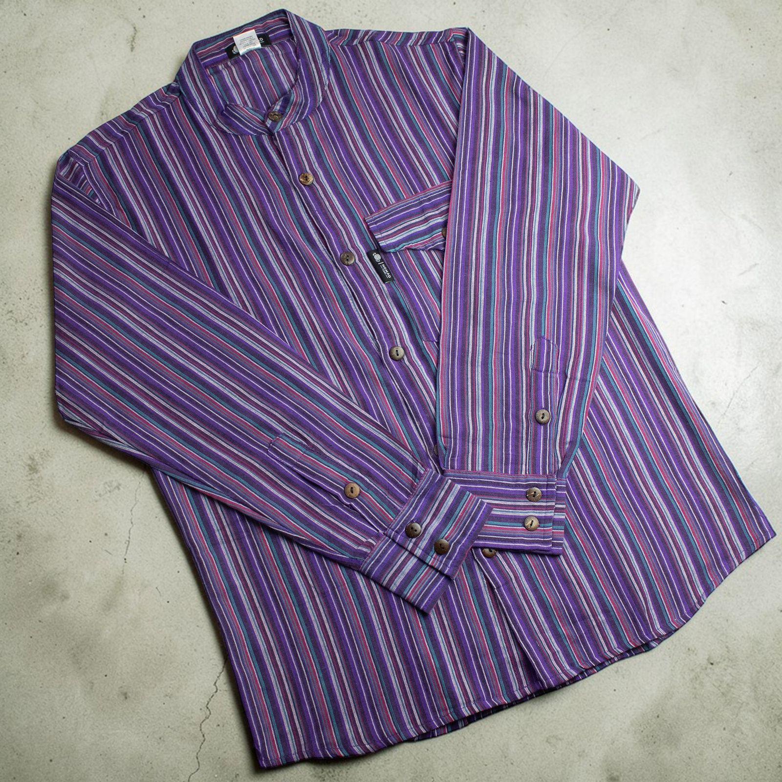 Nomad Sari Grandad Shirt - Negro Púrpura - XL - Imagen 9