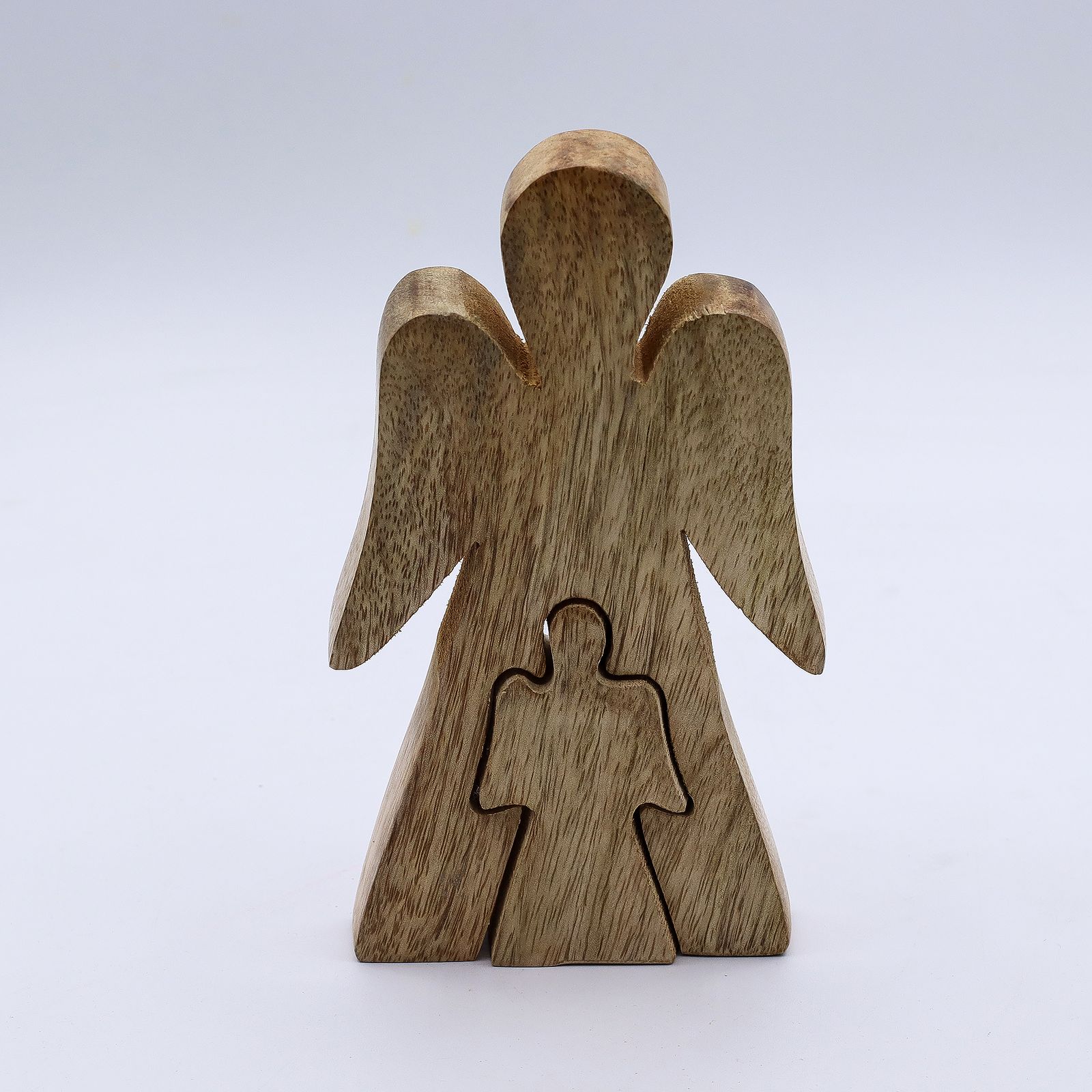 Ángel de Madera de Mango dentro de Ángel - Esmalte Blanco - 15 cm - Imagen 5