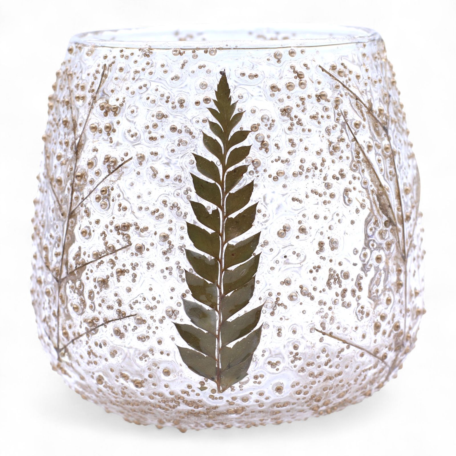 Portavelas recto de Vidrio floral natural - Pino (10x9cm) - Imagen 9