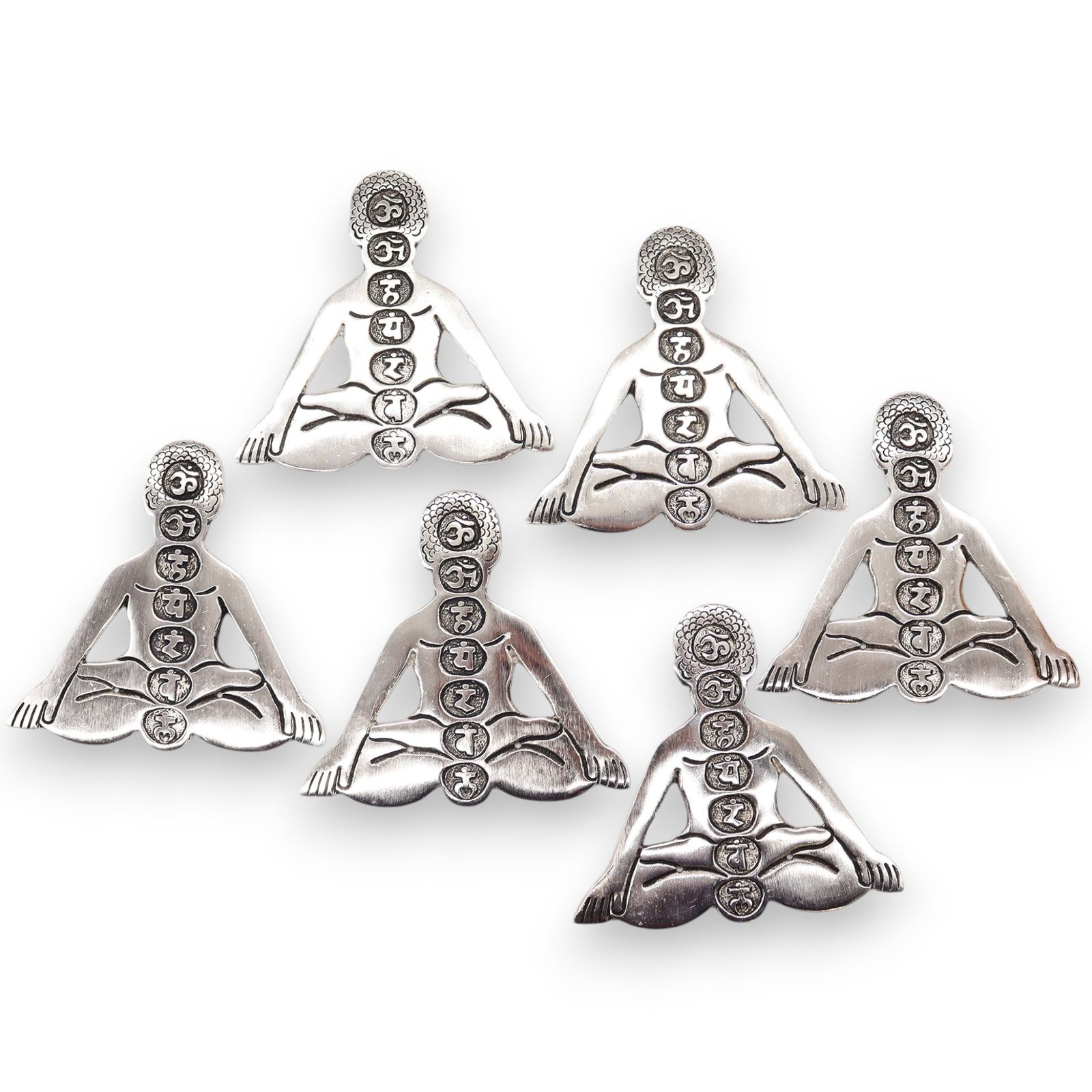 Porta-incienso Yoga Siete Chakras de Aluminio Pulido 12x12cm - Imagen 2
