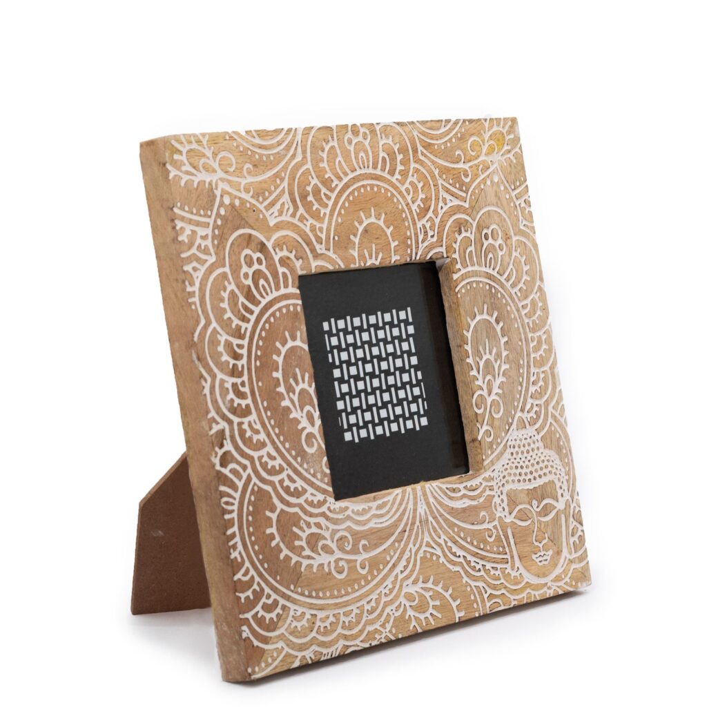 Pequeño Marco de Madera de Mango (para 10x15cm) 20x20x2cm - Buda Blanco