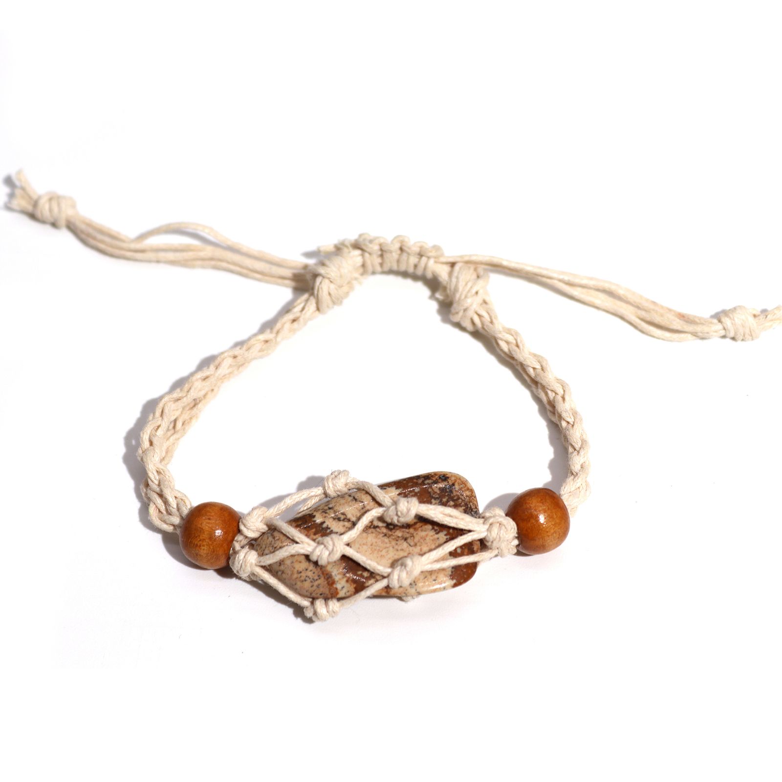 Pulsera de Macrame para Piedras Preciosas 20-28cm - Natural - Imagen 2