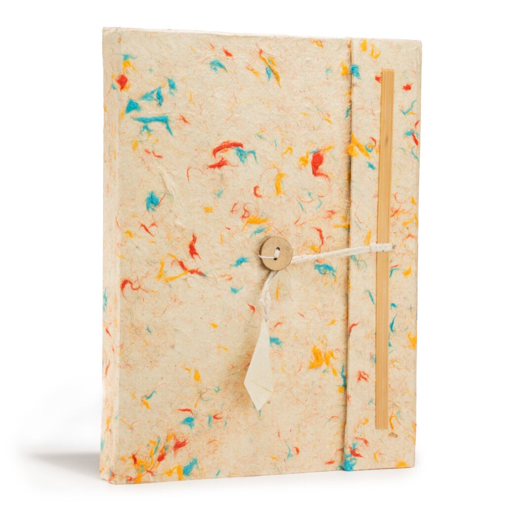 Lrg Lokta Mixed Colour Cotton Notebook (21x15cm) - 45 leafs - inc bookmark