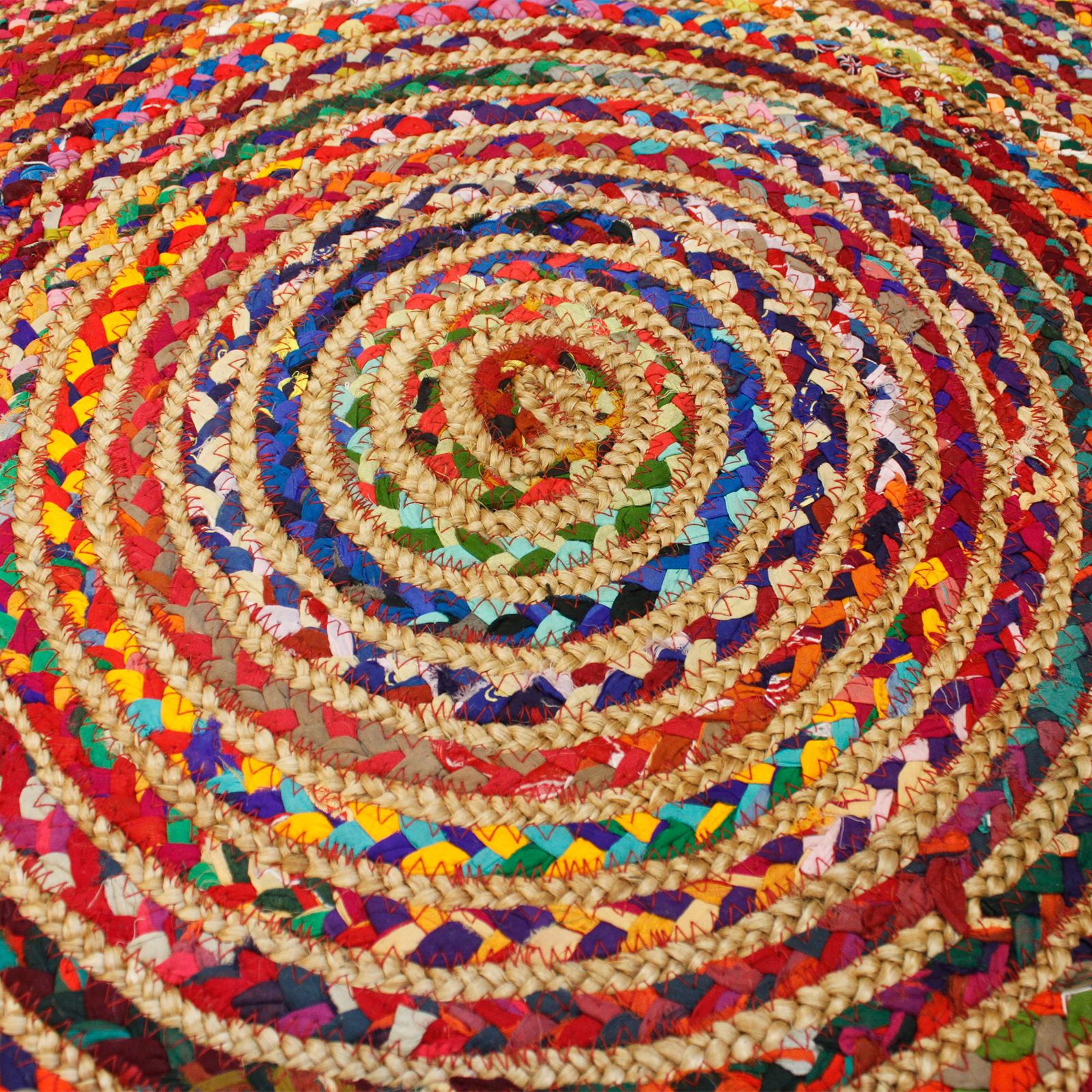 Alfombra Redonda de Yute y Algodón Reciclado - 150 cm - Imagen 6
