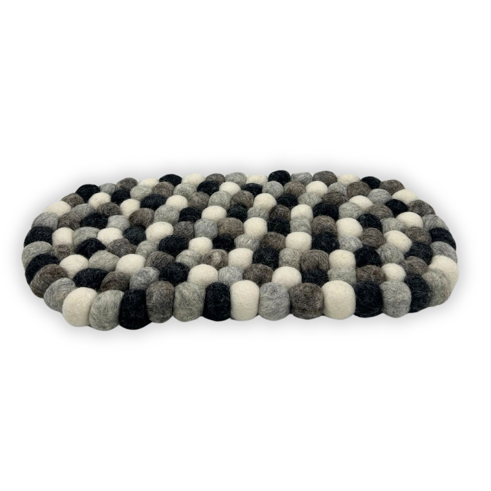 Tapete central ovalado de bolas de fieltro - 38 x 18 cm, color gris multicolor - Imagen 3