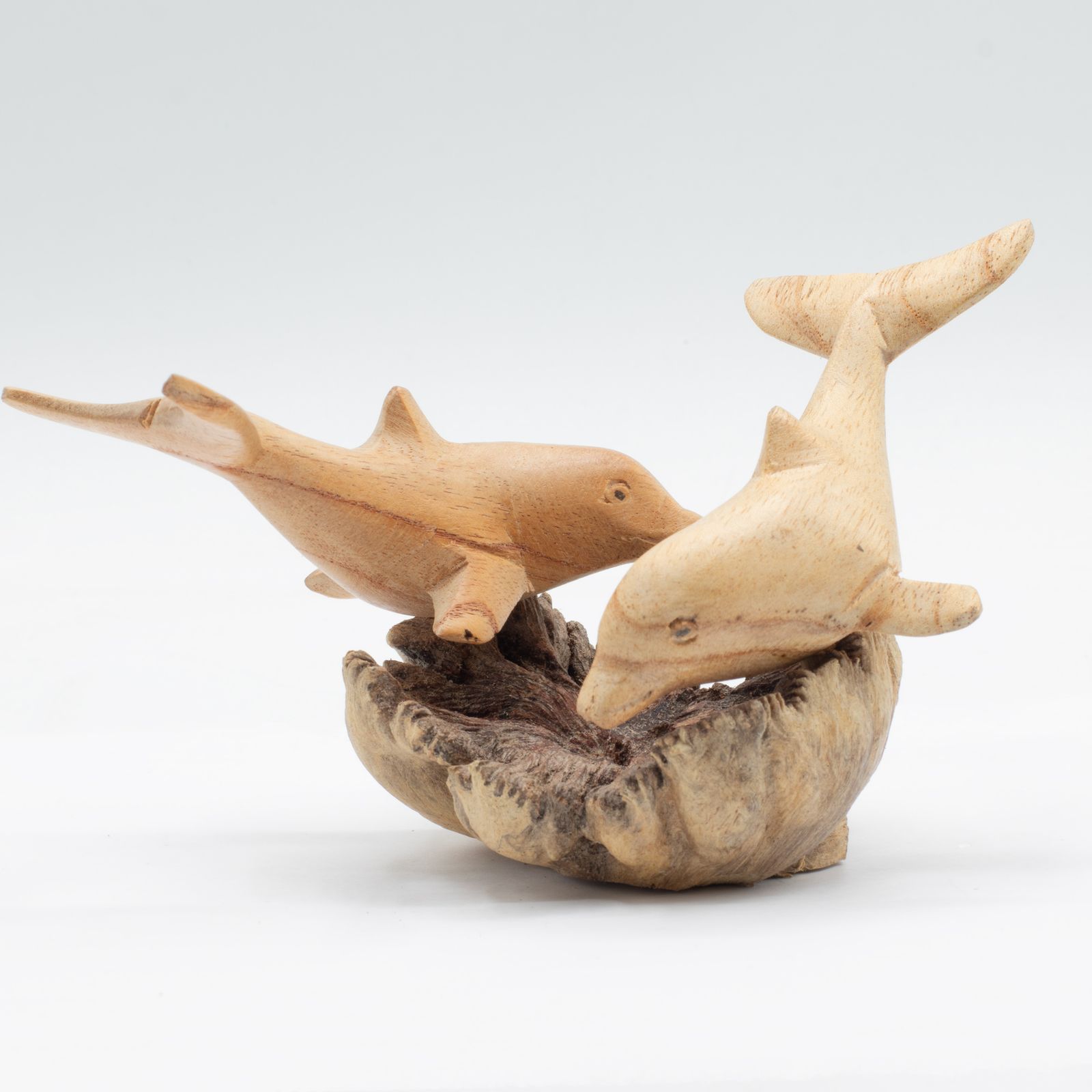 Talla de arte en madera Parasite hecha a mano - Delfines jugando - Imagen 4