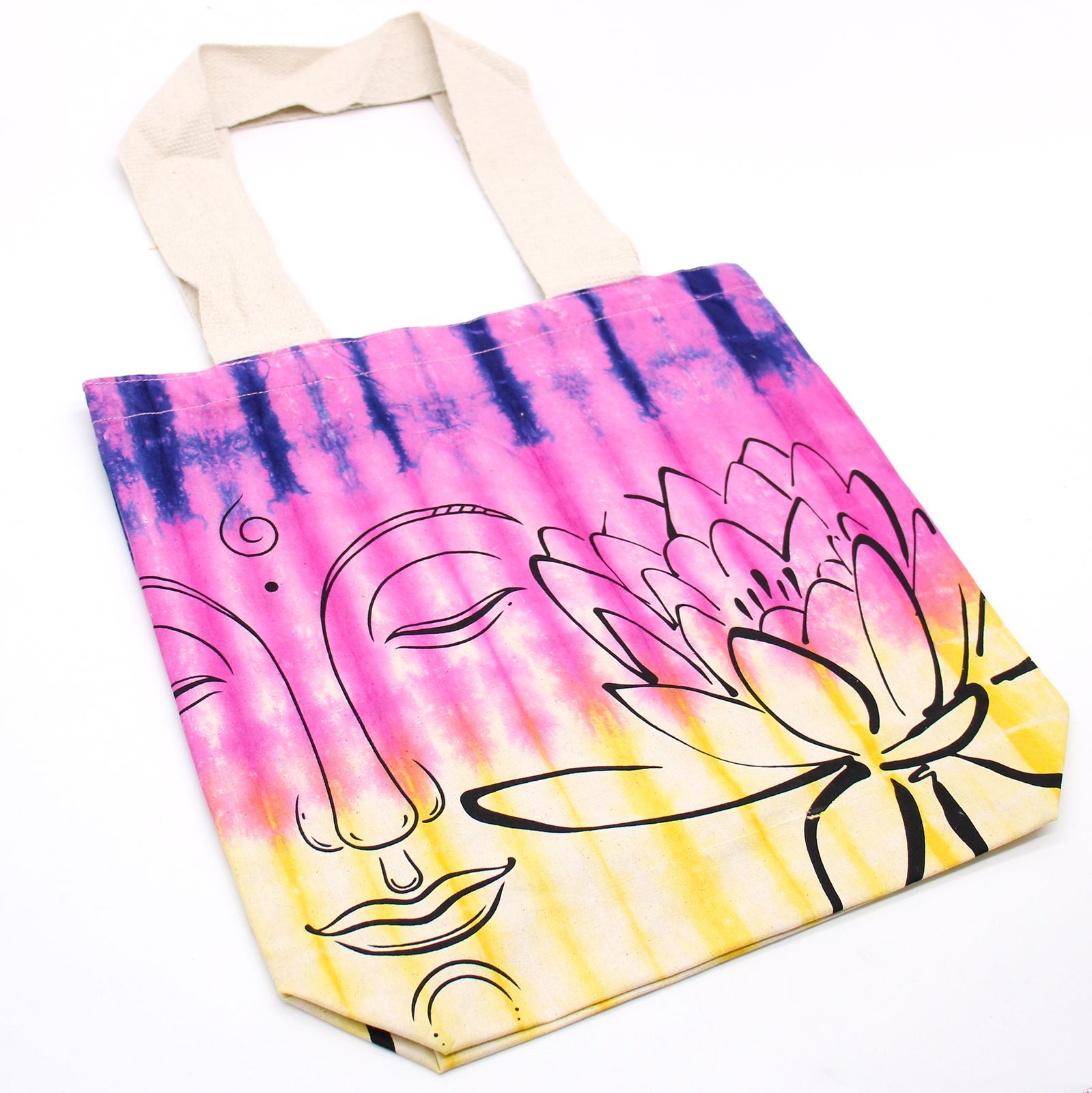 Bolsas de Algodón "Tie Dye" (170g) - 38x42x12cm - Lotus Buddha - Multi Color - Asa Natural - Imagen 2