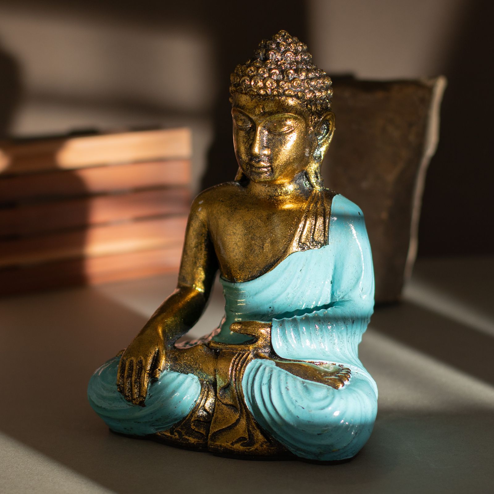 Verde Azulado y Dorado Buddha - Lrg - Imagen 4