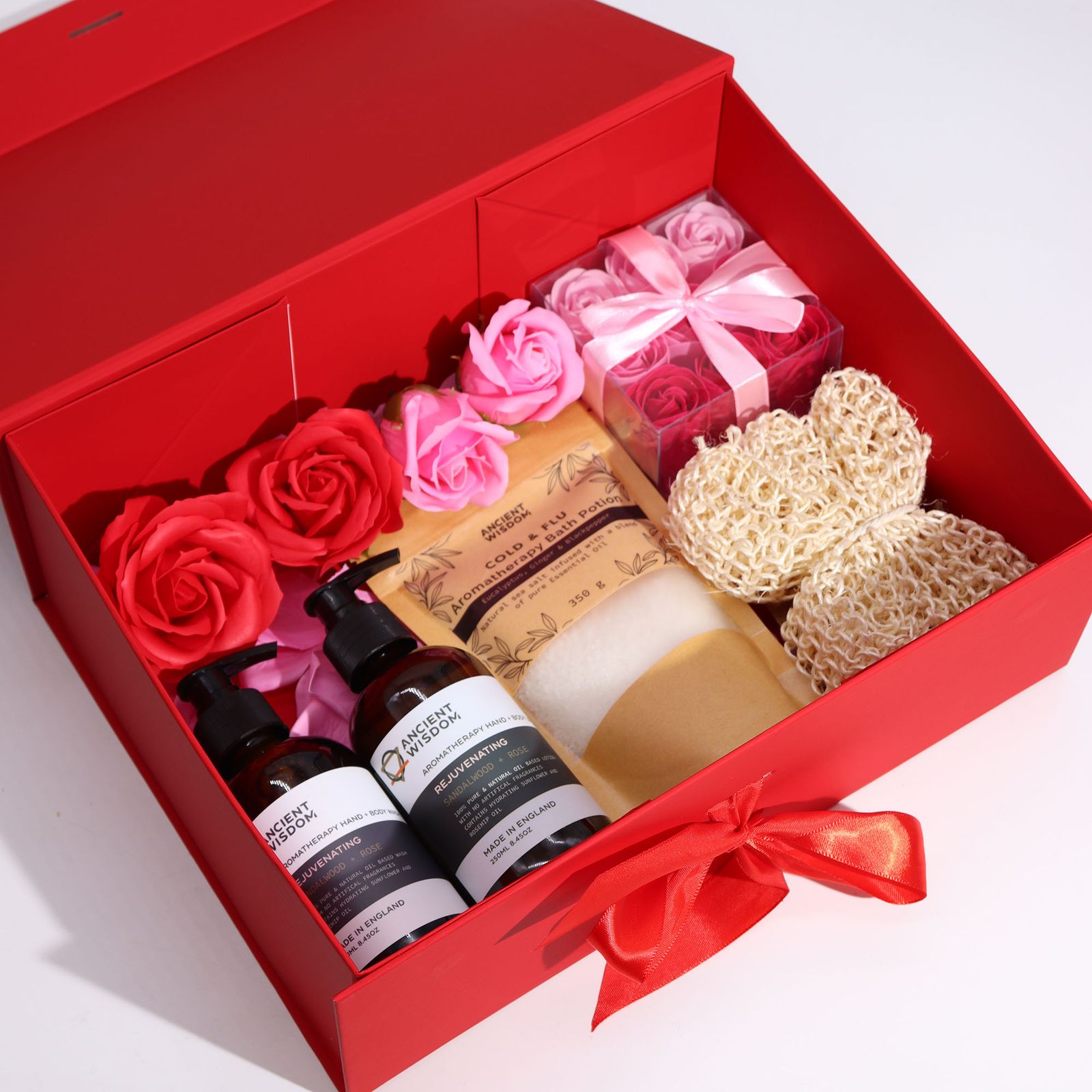 Caja de regalo plegable con Lazo - 33x25x12 cm - Roja - Imagen 2