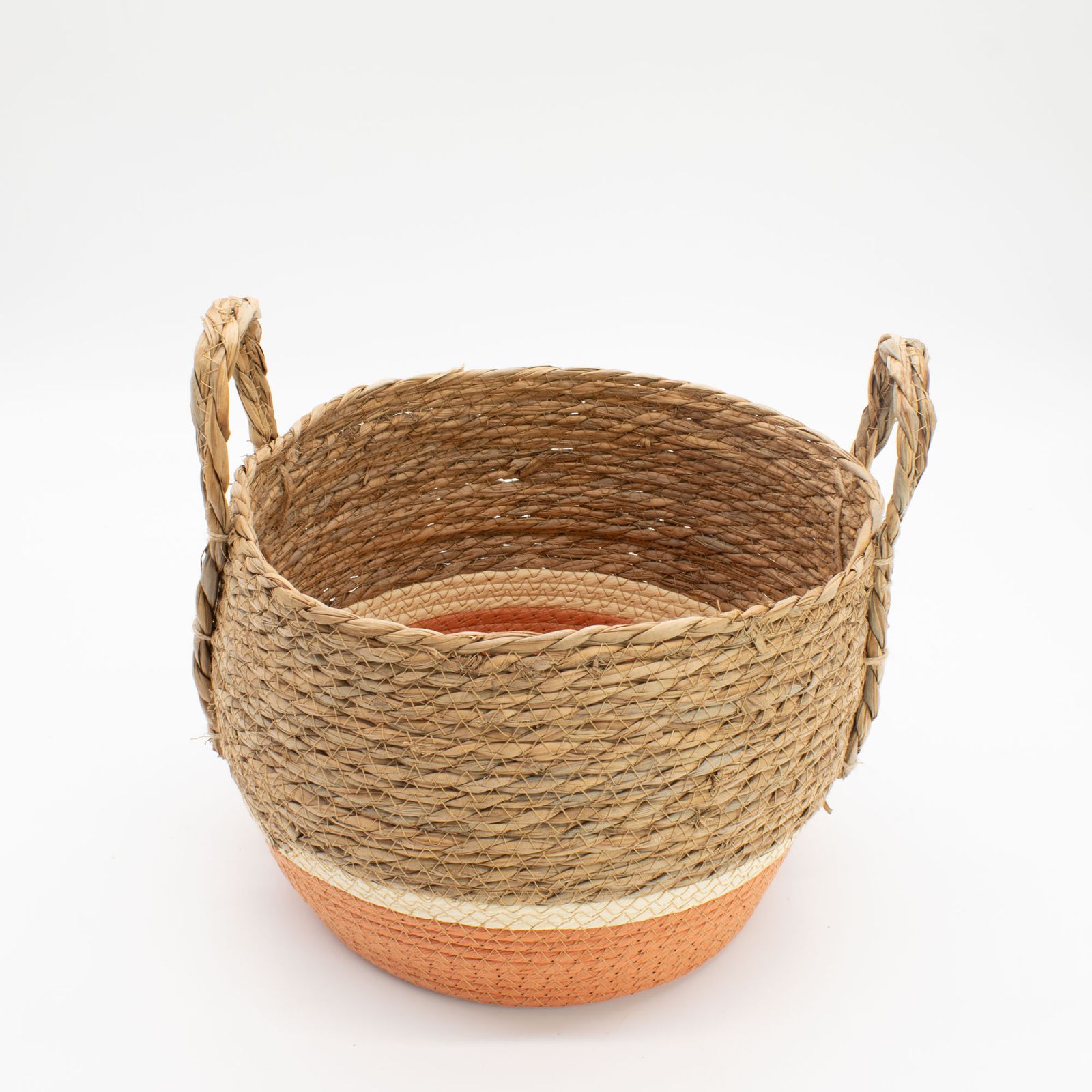 Cestas grandes de paja y pasto marino - Natural y naranja - Conjunto de 3 - Imagen 3