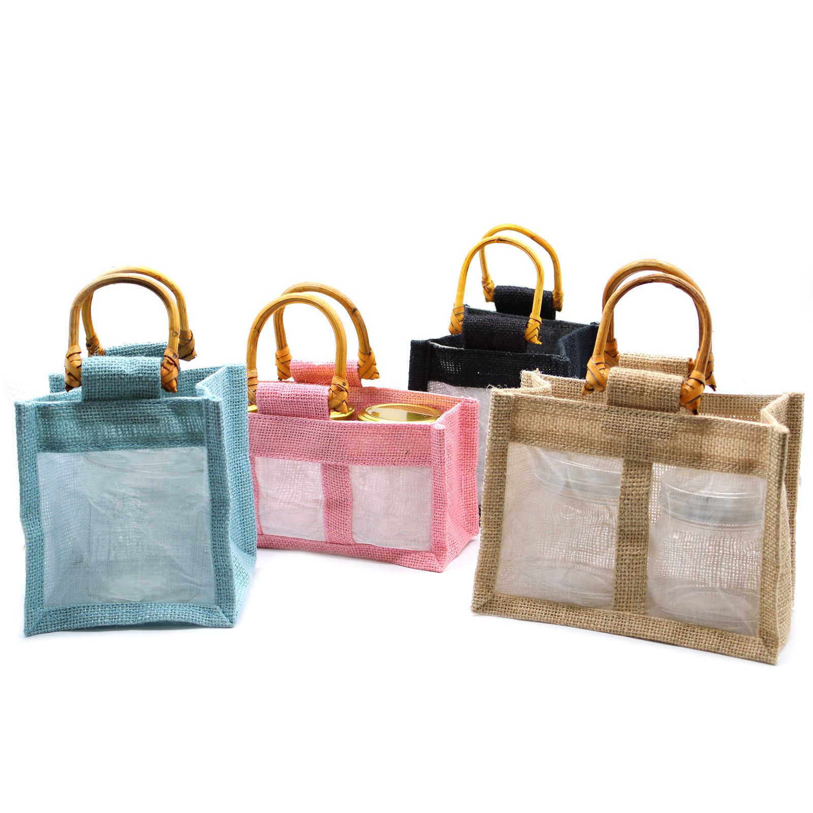 Bolsa de regalo con ventana de algodón y yute puro - 1 Venana - Imagen 2