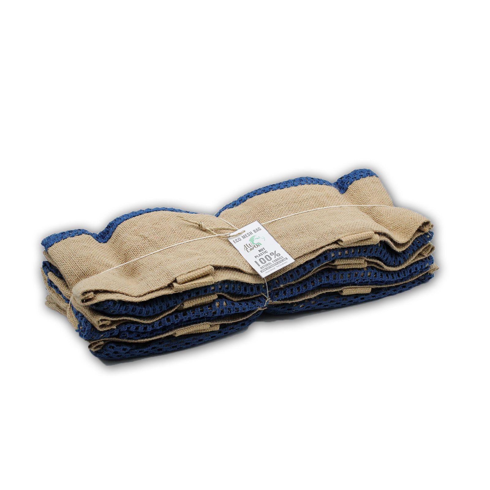 Bolsa de Malla de Yute Suave Puro y Algodón- Denim - Imagen 4