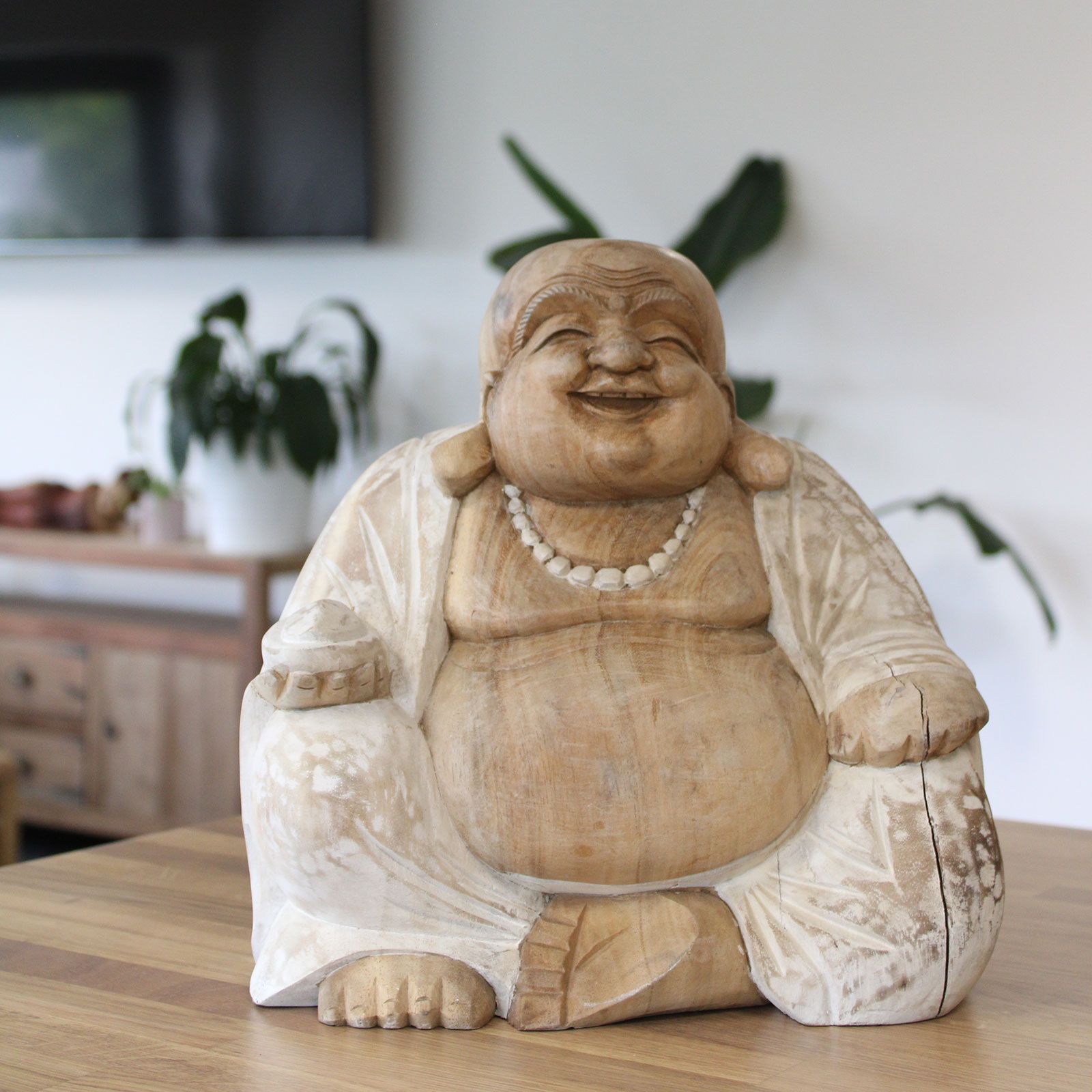 Buda Feliz - Blanqueado 30cm - Imagen 3
