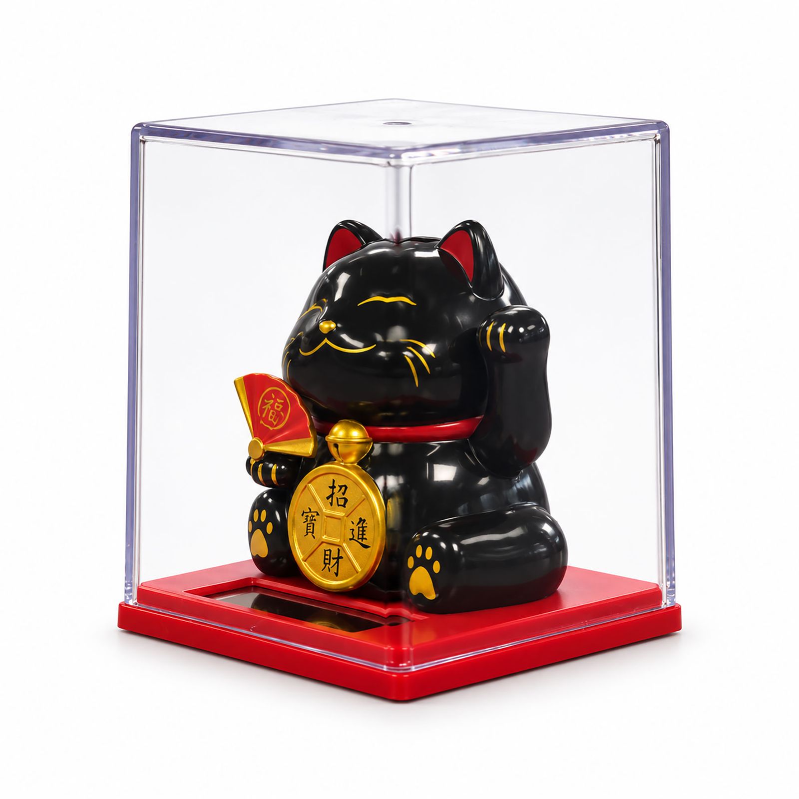 Mini Gato de la Suerte Solar en Caja - Negro - Imagen 4