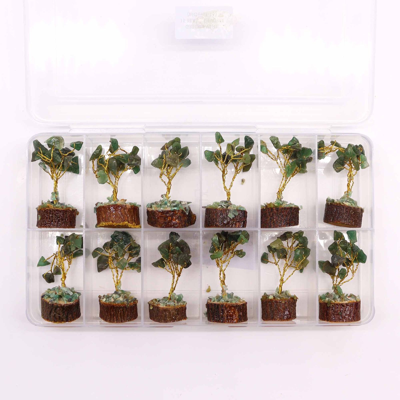 Mini árbol de piedras preciosas sobre base de madera - Aventurina verde (15 piedras) - Imagen 6