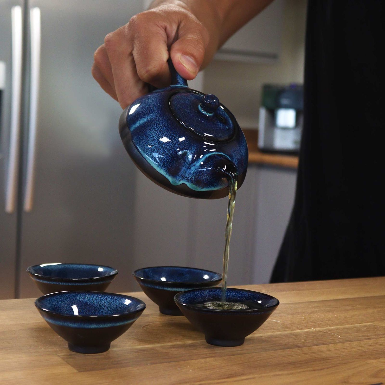 Set de Tetera - Tonos azules - Tetera & Cuatro Tazas - Imagen 2