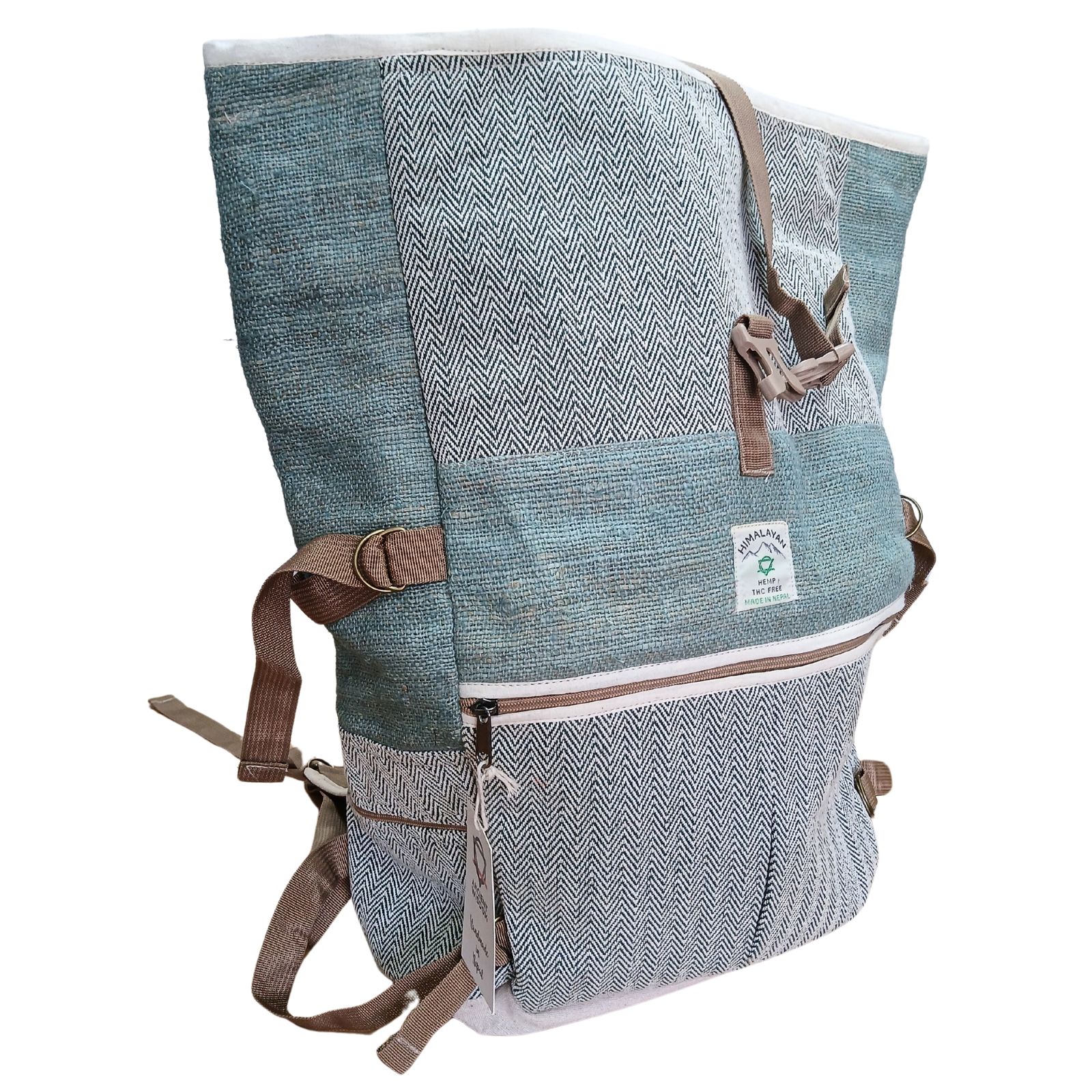 Mochila enrollable Trekking de cáñamo - Salvia - Imagen 6