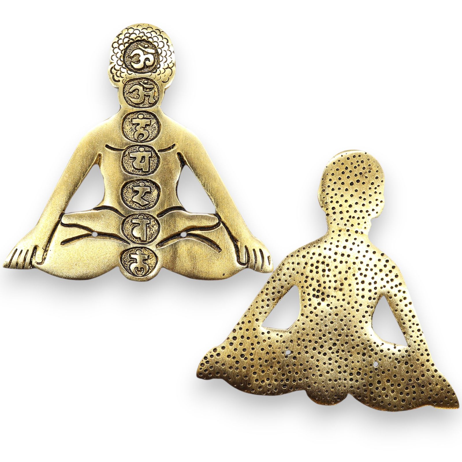 Porta Incienso Yoga Siete Chakras Aluminio Dorado 12x12cm - Imagen 6