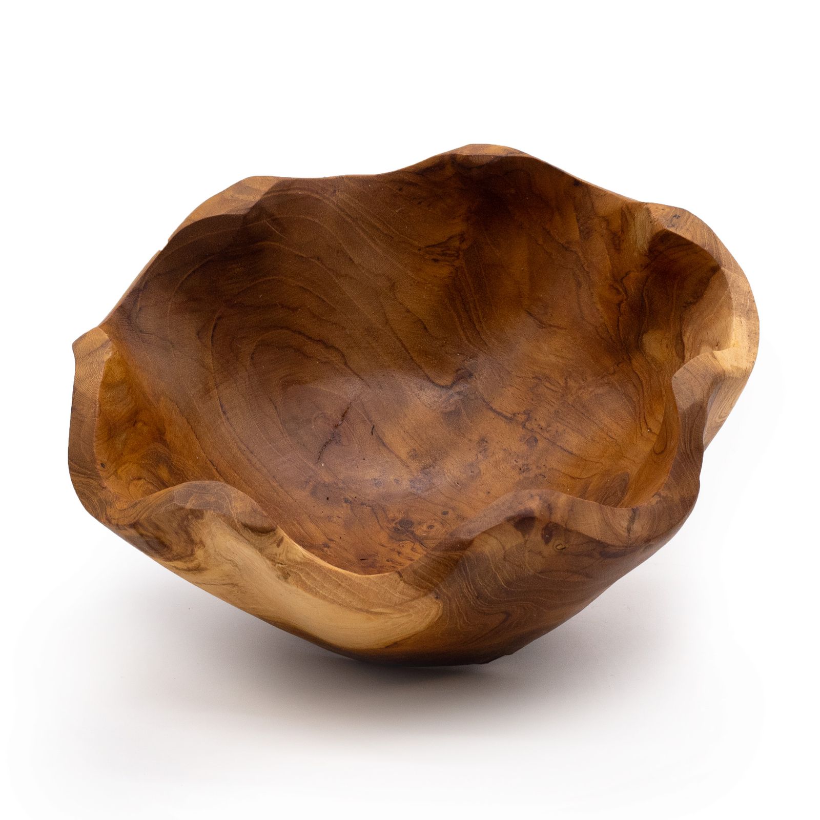 Frutero mediano de madera de teca lisa - 21x9cm - Imagen 3