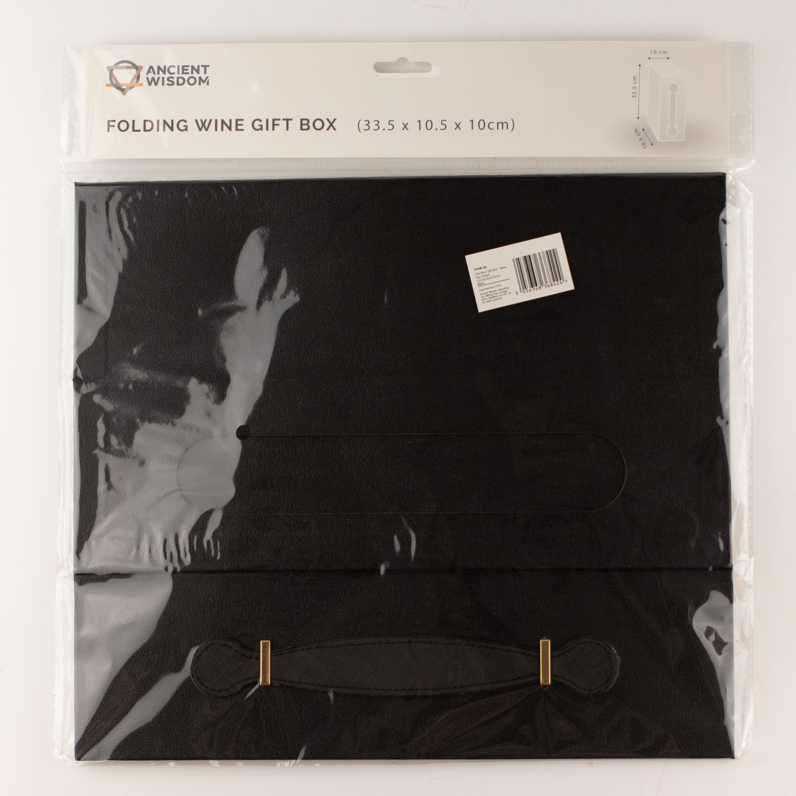 Caja de regalo plegable - Con forma de caja de vino (33.5x10x10.5cm) - Negro - Imagen 3