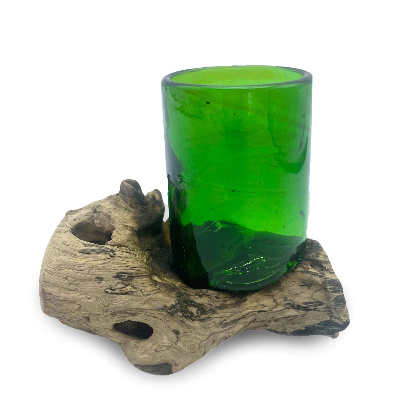 Botellas de Cerveza Recicladas - Vaso de Whisky sobre Madera - Imagen 2