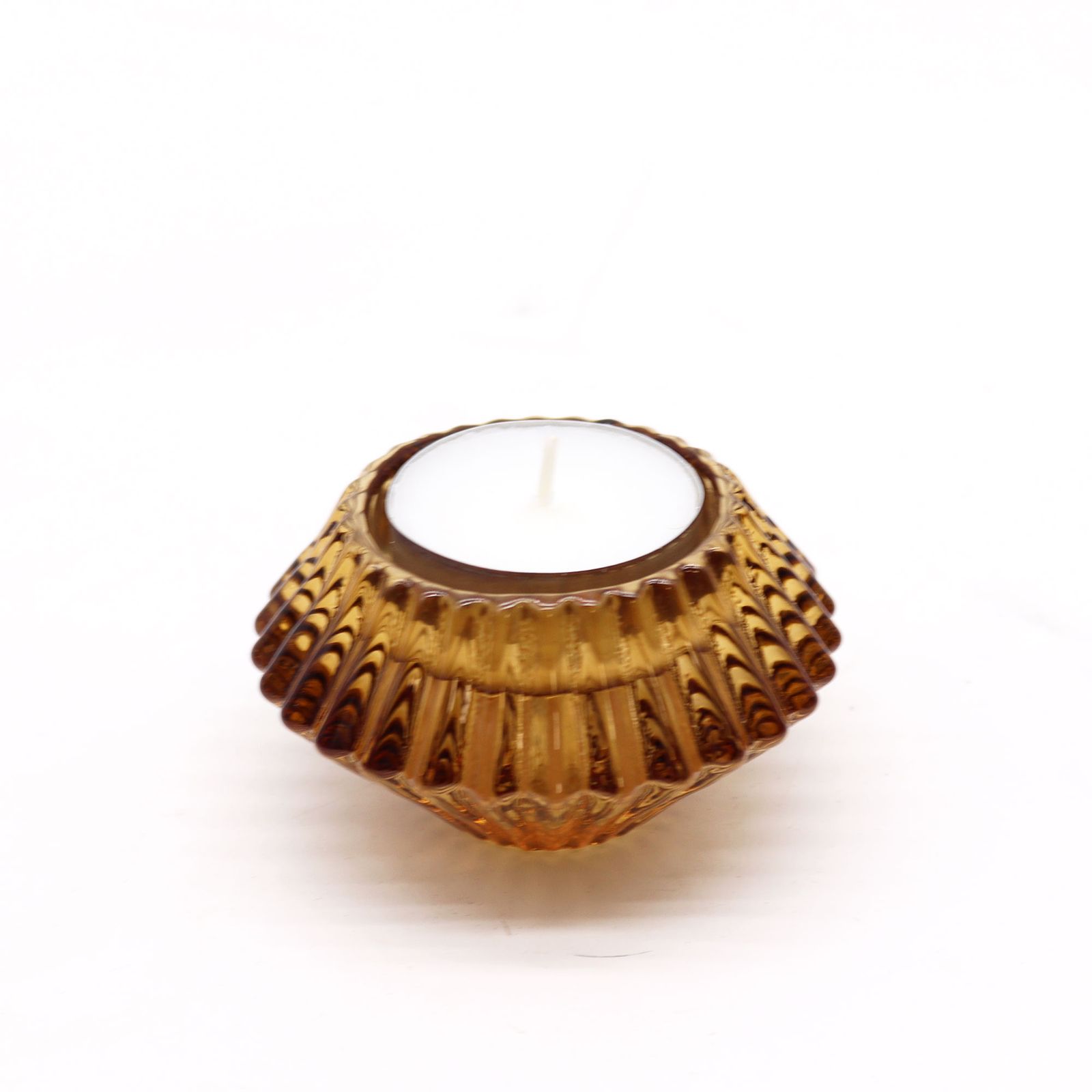 Portavelas reversible con diseño de flor para cena / vela de té - Ámbar - Imagen 5