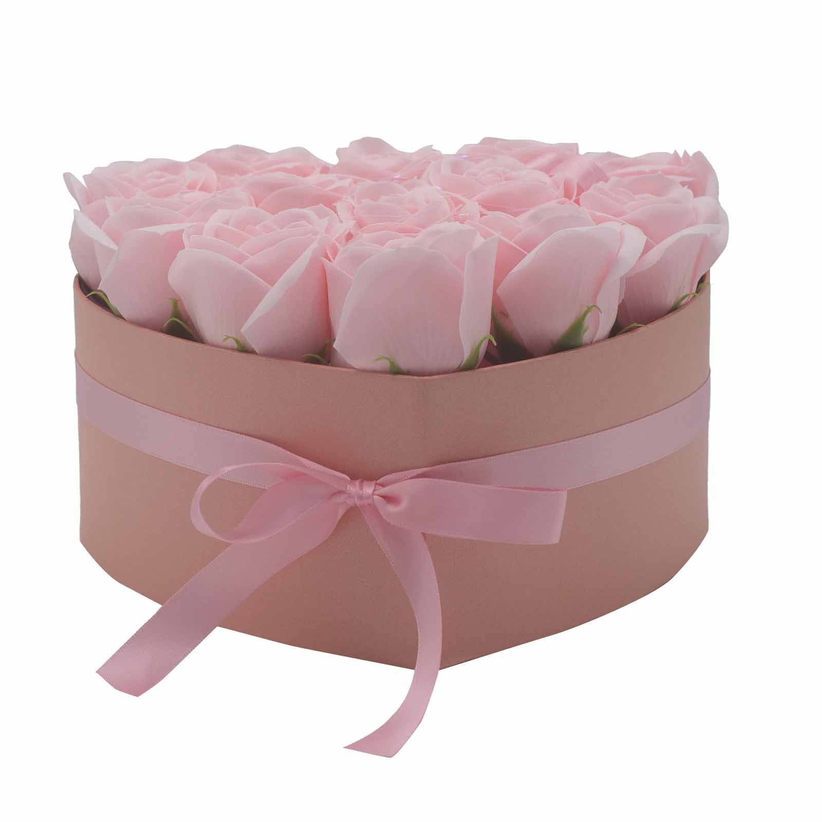 Caja de Regalo - Flor de Jabón 13 Rosas Rosas - corazon - Imagen 8