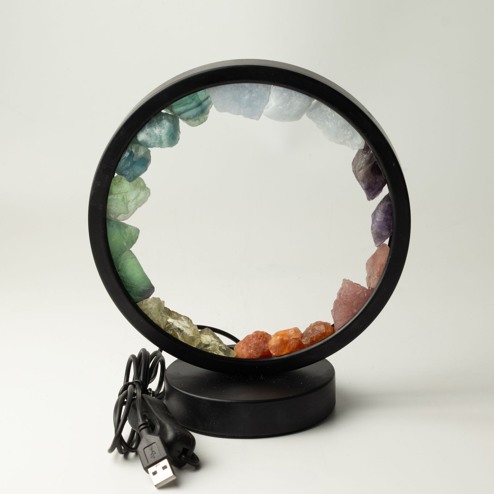 Lámpara con halo de piedras preciosas - 7 chakras - 7 gemas - Imagen 6