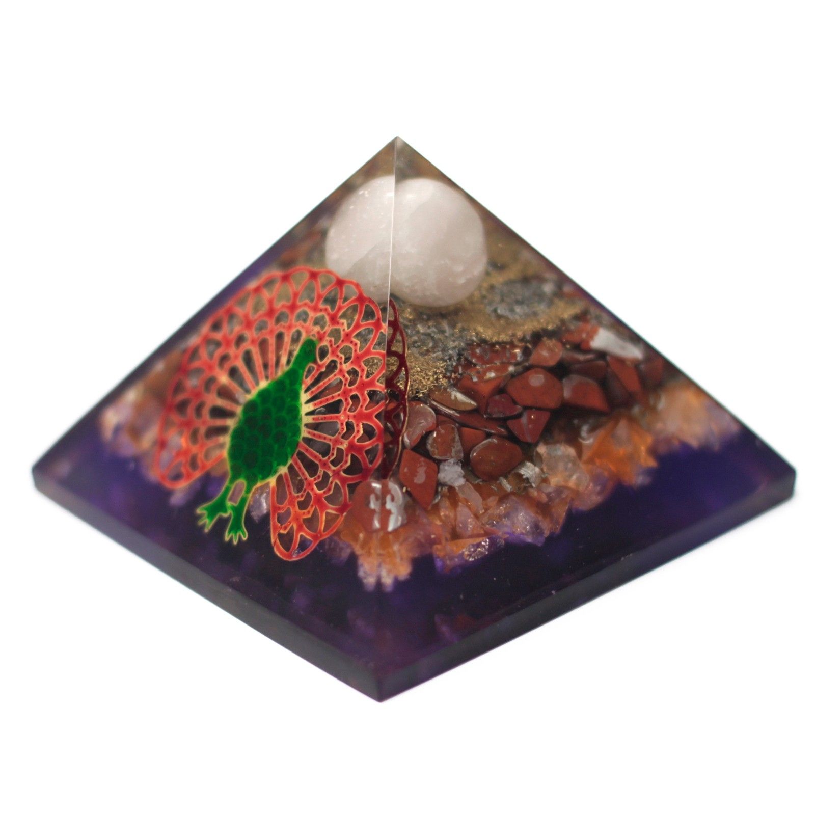 Lrg Organite Pirámide 70cm - Pavo real (base de tierra) - Imagen 3