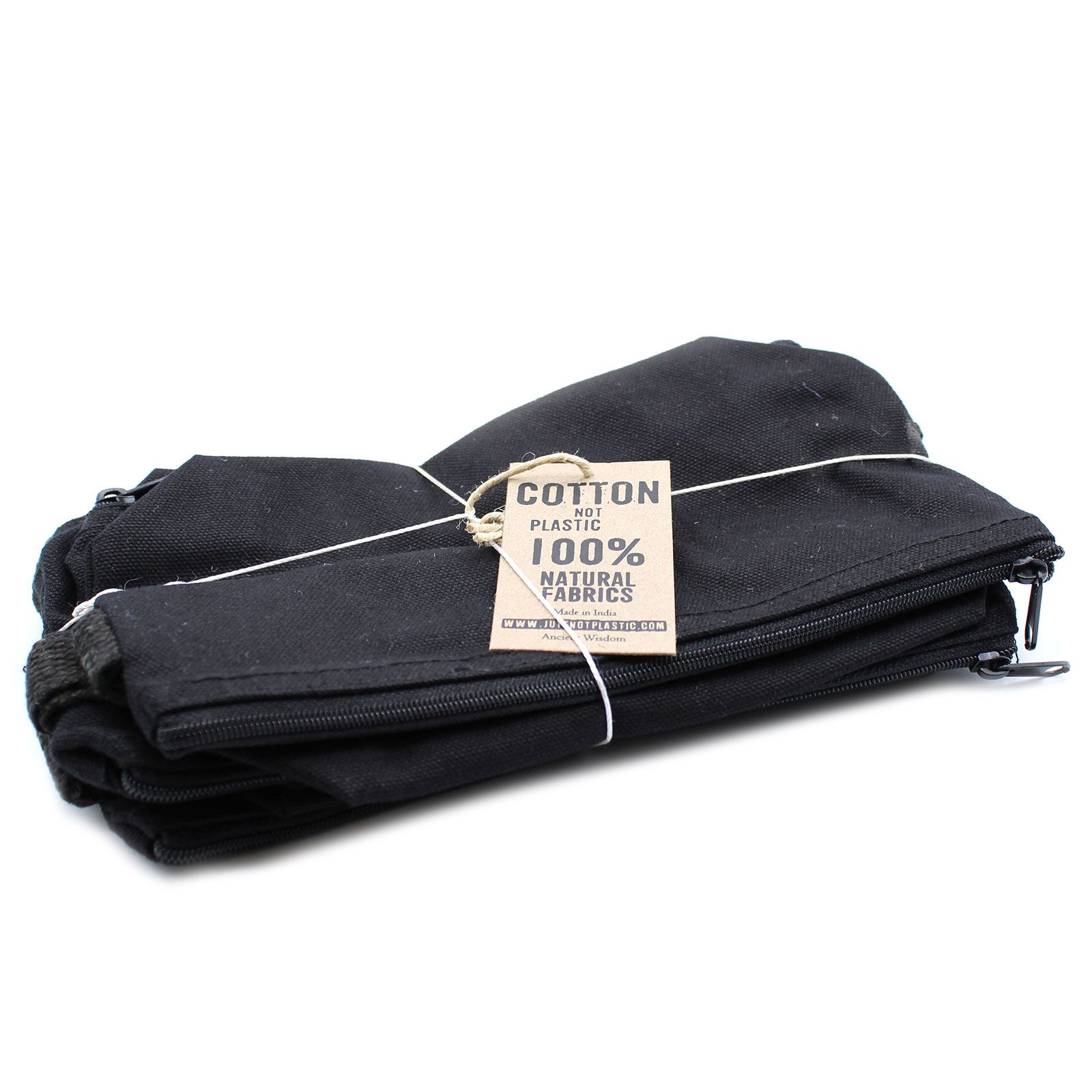 Neceser de algodón negro 10 oz - correa de mano - Imagen 3