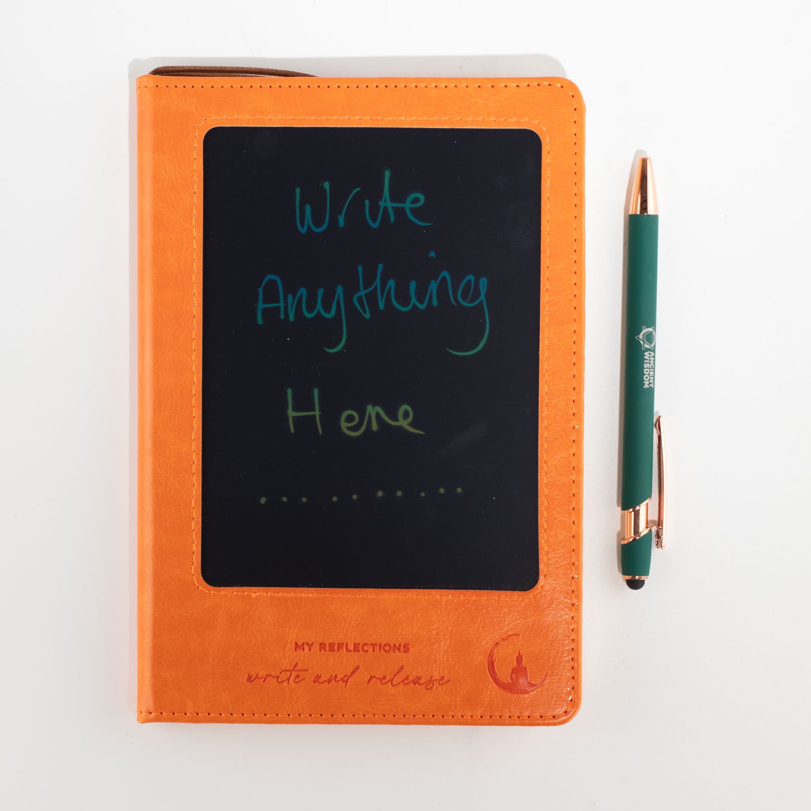 Cuaderno de intenciones A5 - Pantalla LCD borrable - Efecto cuero naranja - 80 hojas - Imagen 7