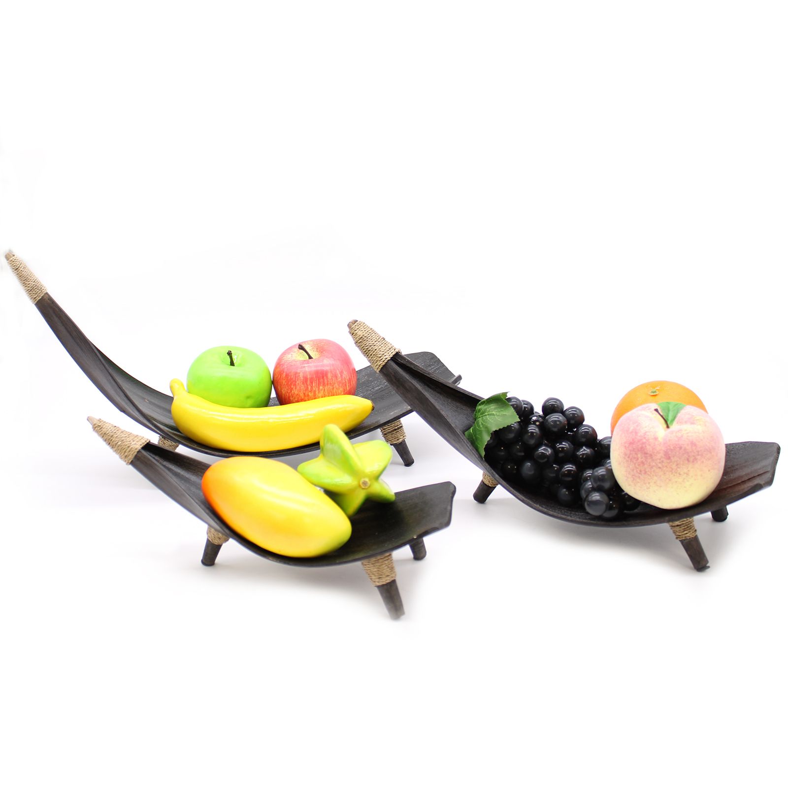 Juego de fruteros de hoja de coco - Chocolate - Imagen 2