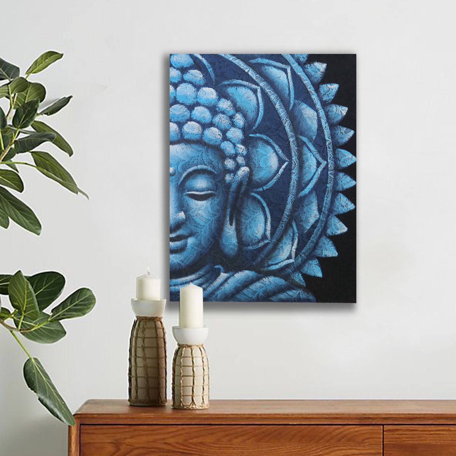 Mandala Medio Buda Azul 60x80cm - Imagen 2