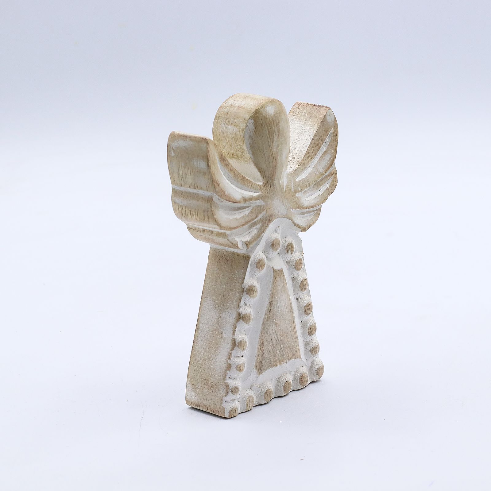 Ángel de madera de mango - lavado blanco - Imagen 2