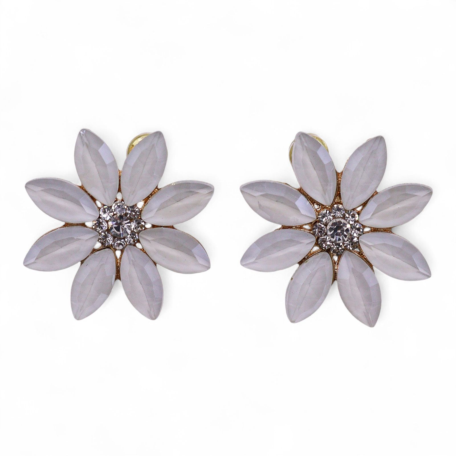 Pendientes de Cristal Vintage - Flores - Perla