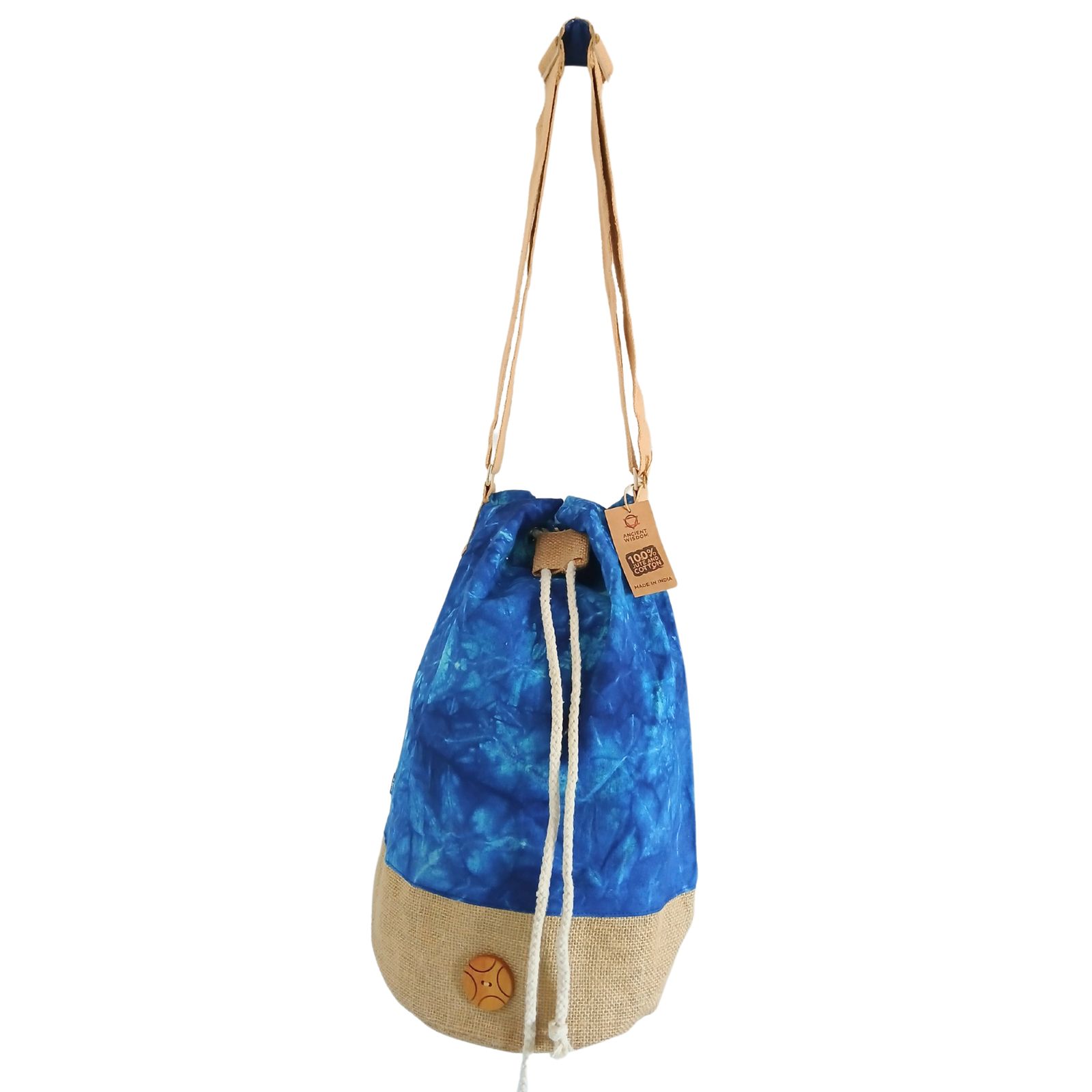 Mochila 100% Natural - Efecto Lavado Azul - Mandala - Imagen 3